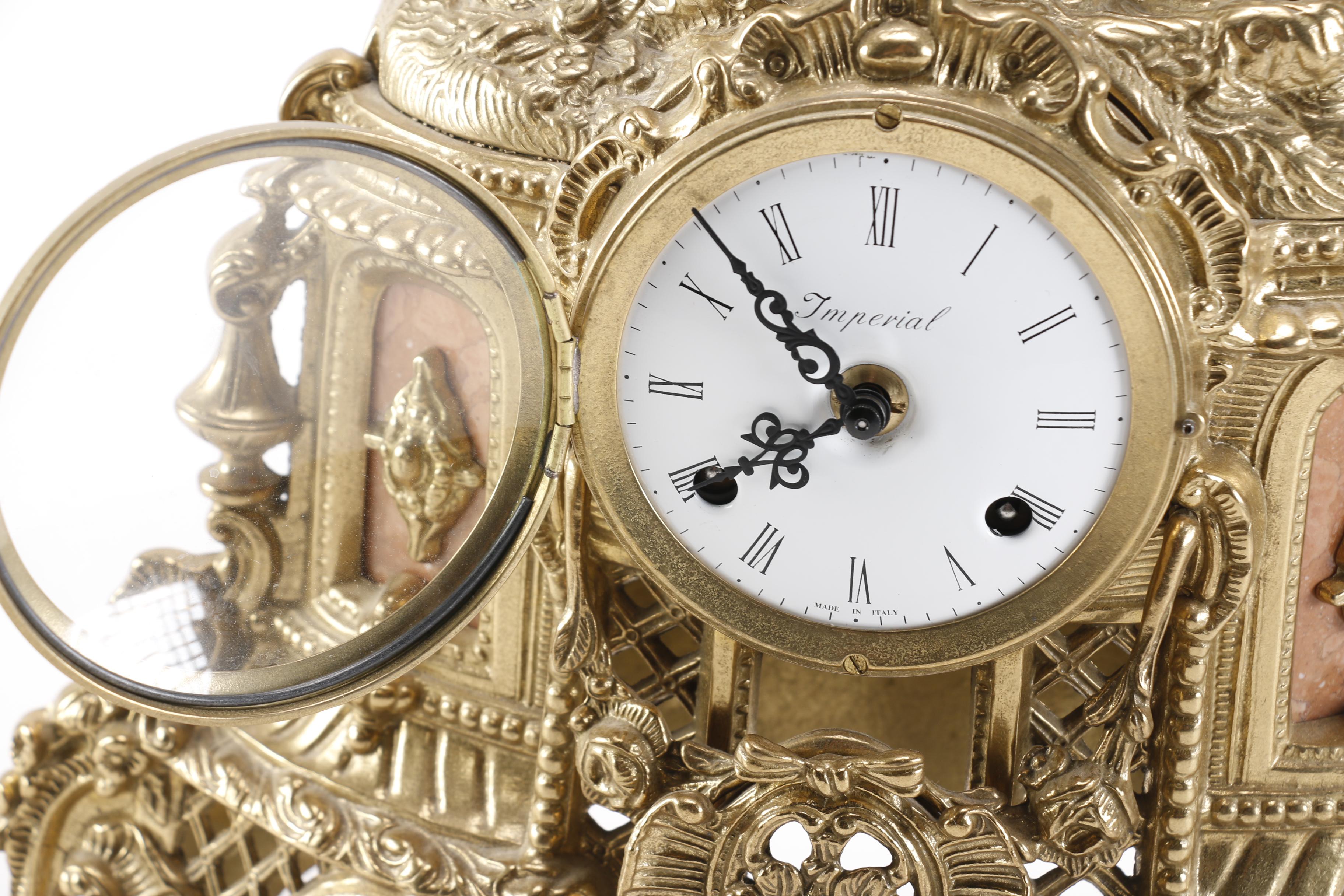Imperial Rococo-Style Ornate Brass-Tone Franz Hermle Clock