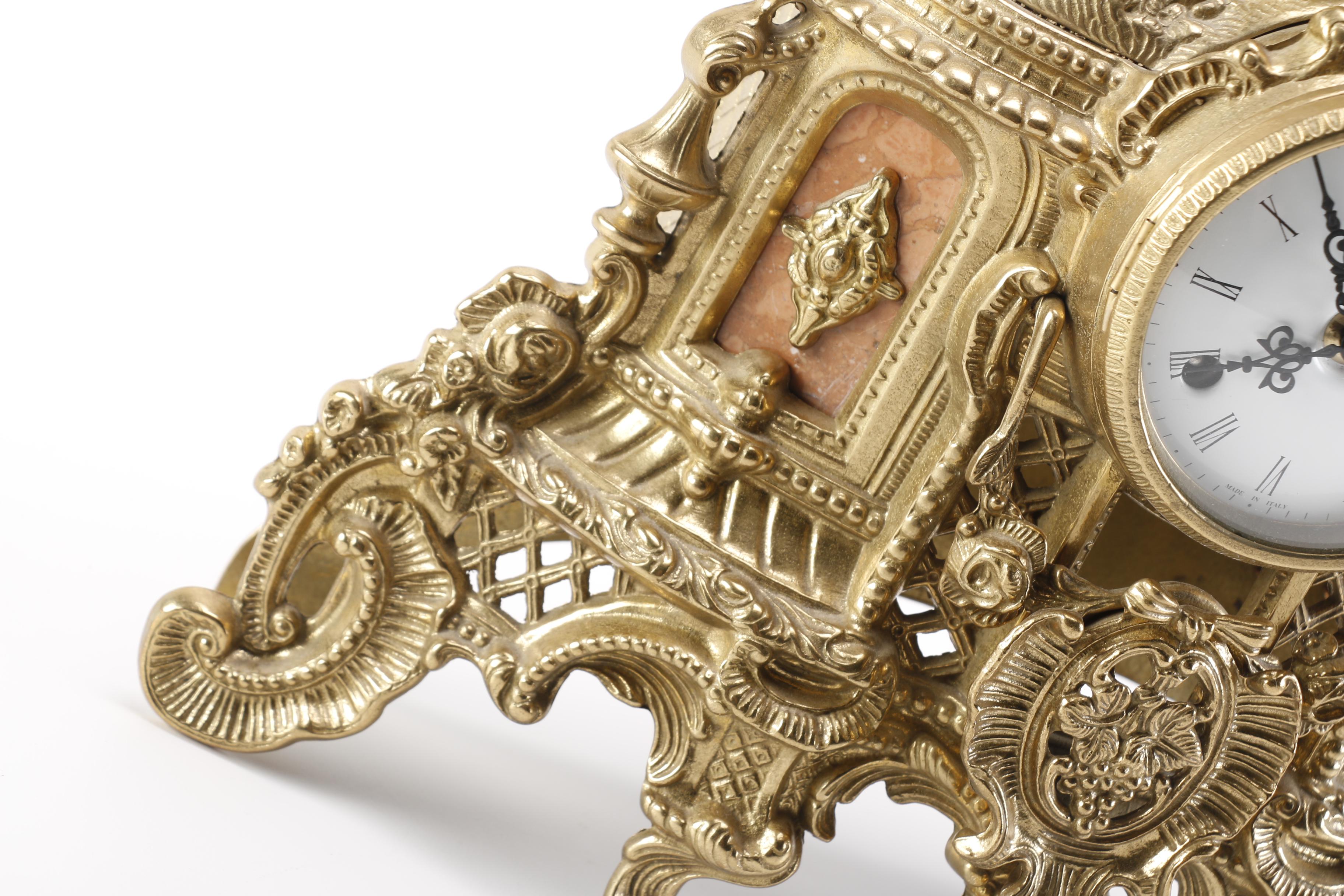 Imperial Rococo-Style Ornate Brass-Tone Franz Hermle Clock