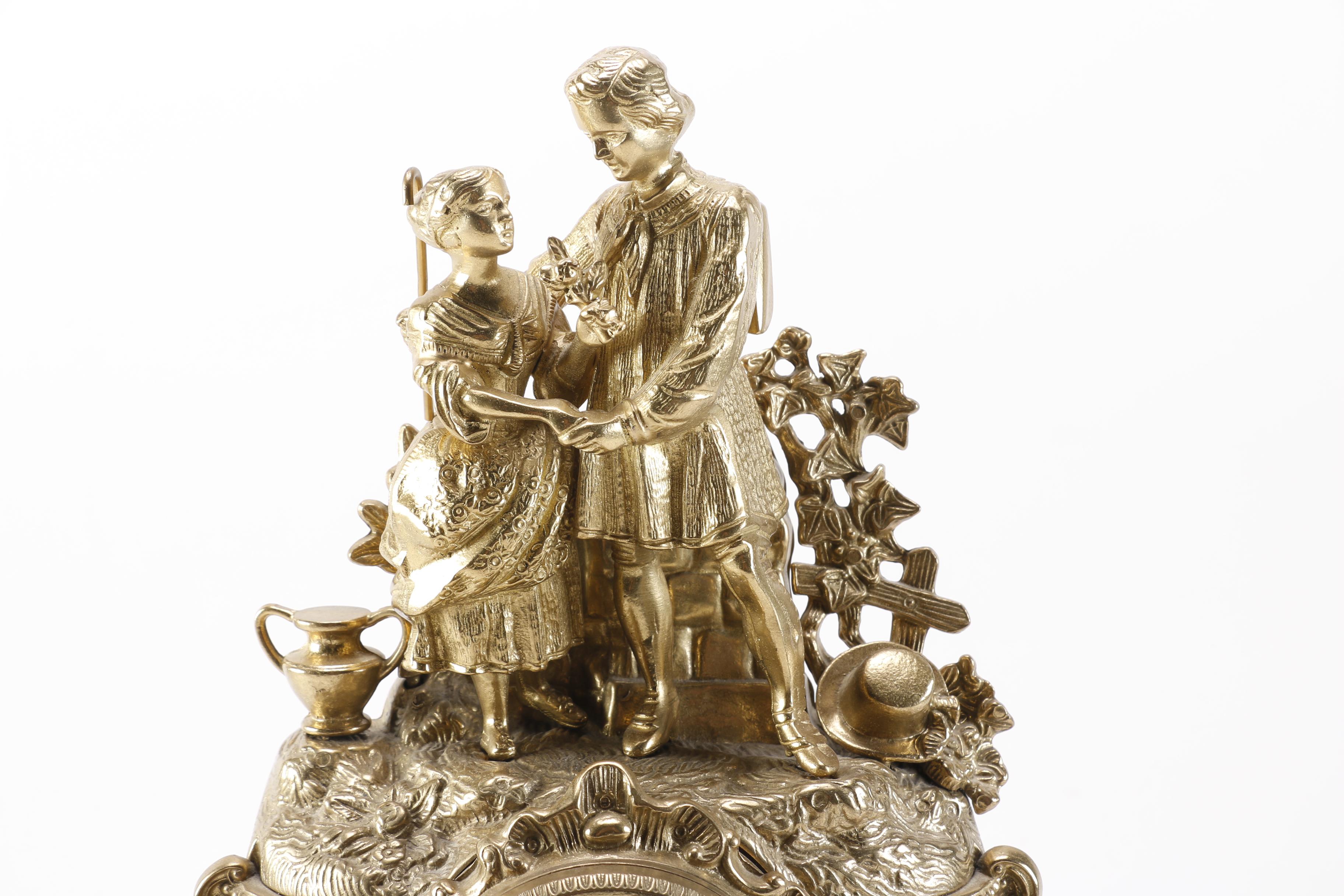 Imperial Rococo-Style Ornate Brass-Tone Franz Hermle Clock