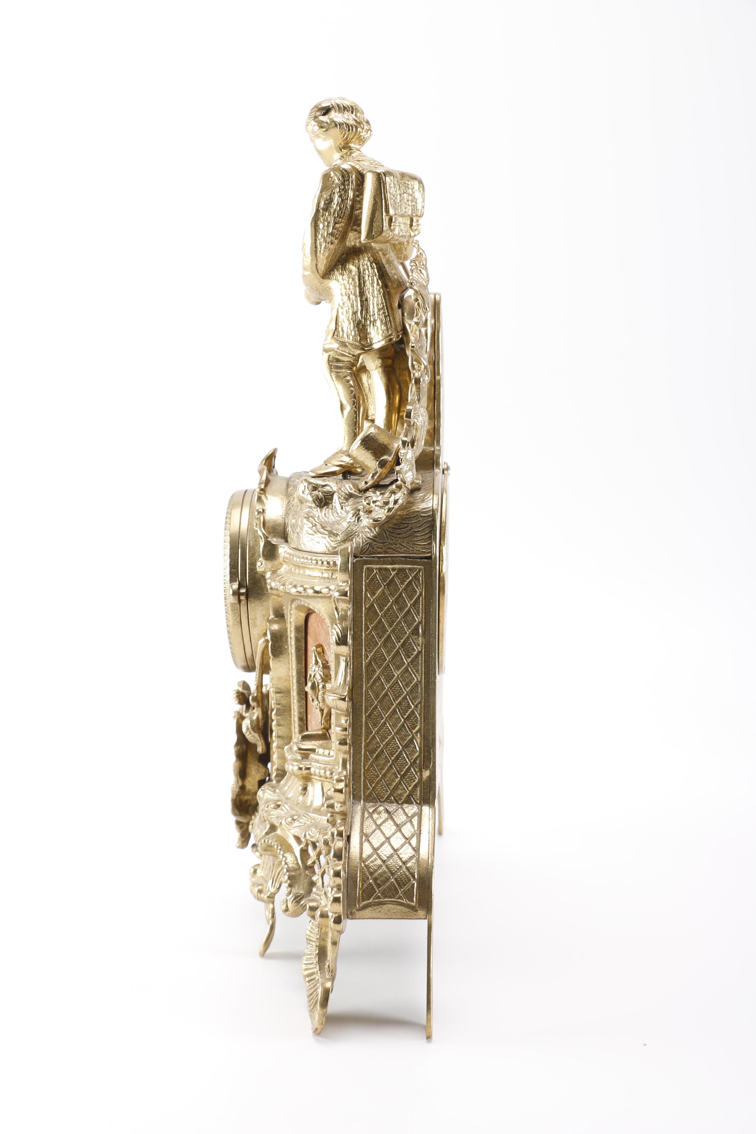 Imperial Rococo-Style Ornate Brass-Tone Franz Hermle Clock