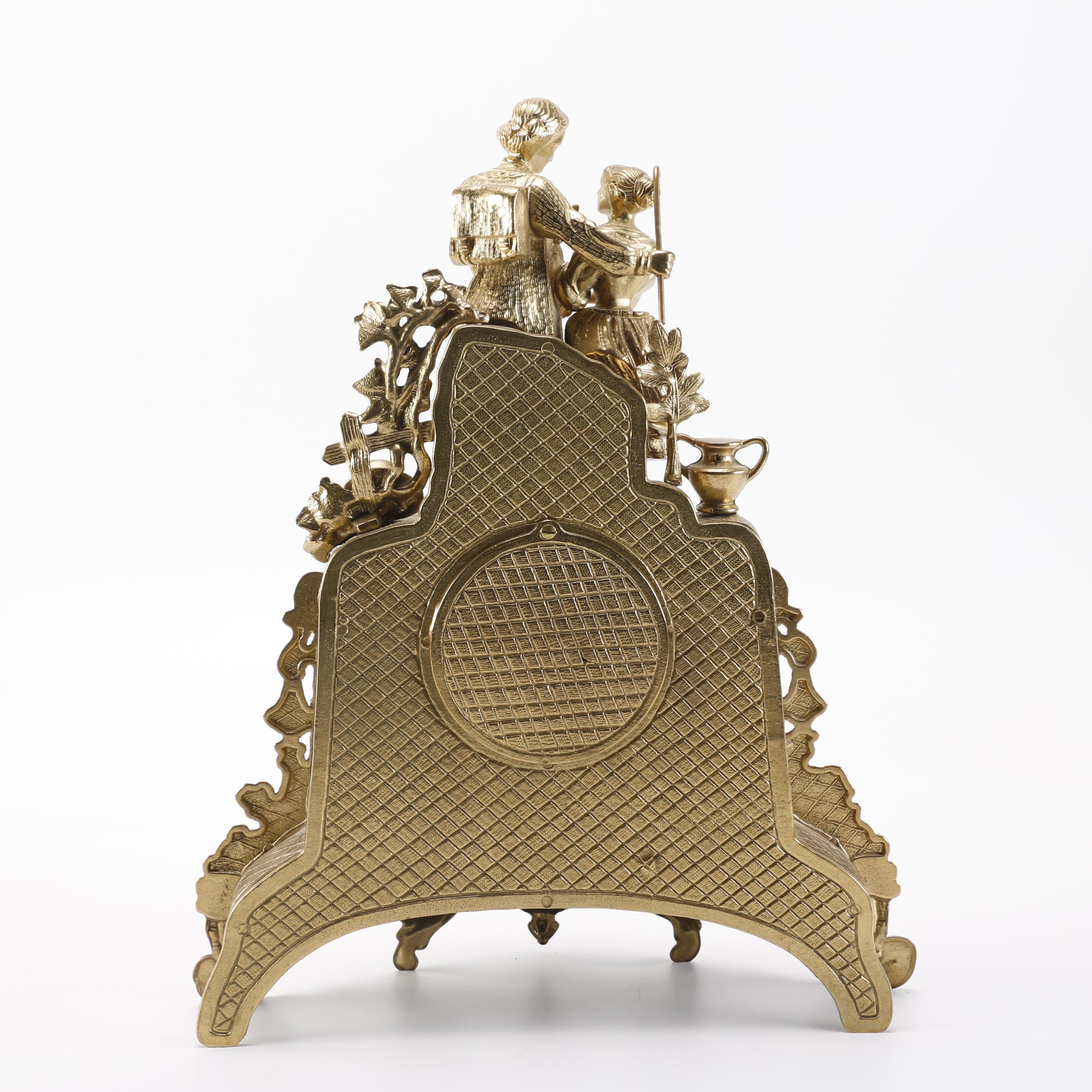 Imperial Rococo-Style Ornate Brass-Tone Franz Hermle Clock