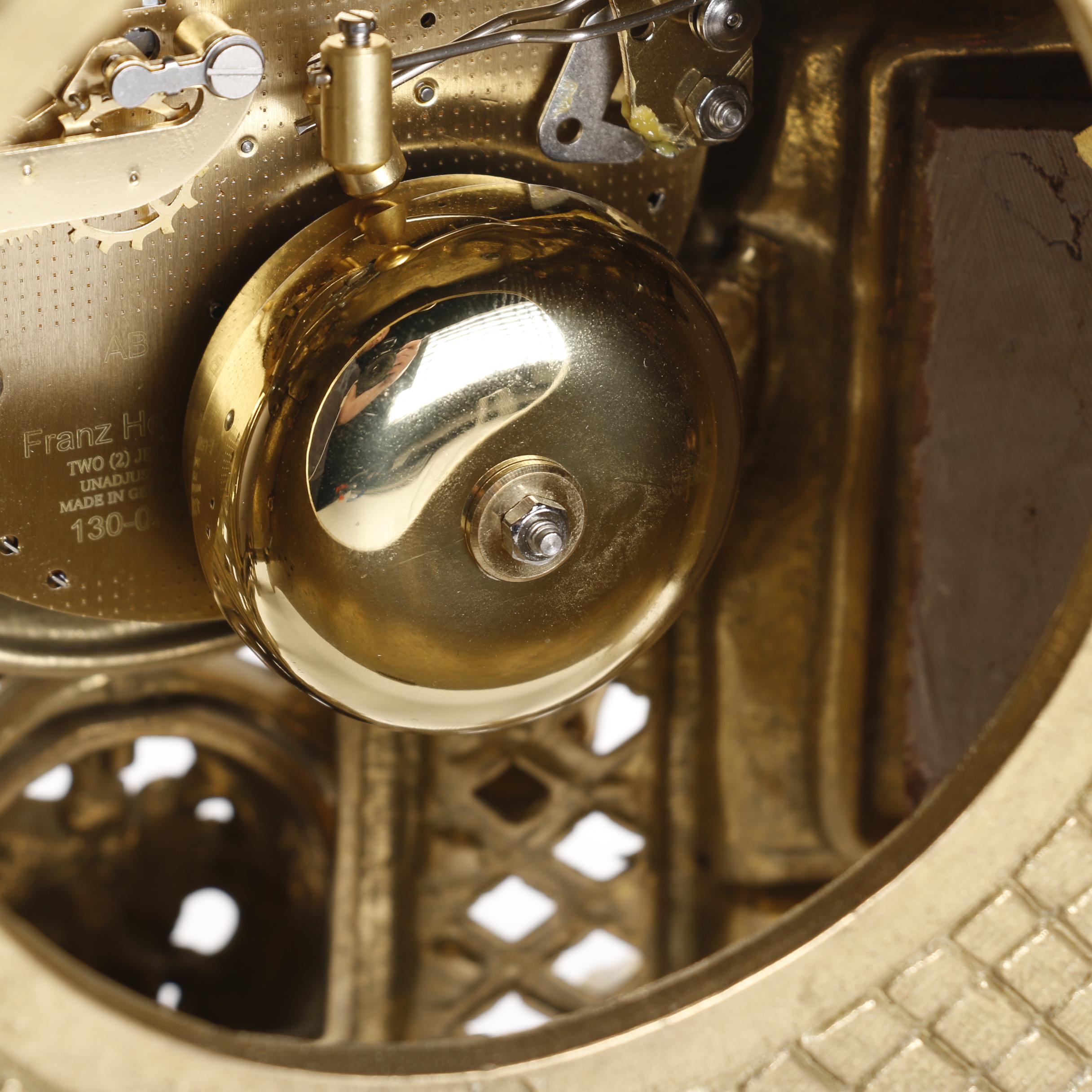 Imperial Rococo-Style Ornate Brass-Tone Franz Hermle Clock