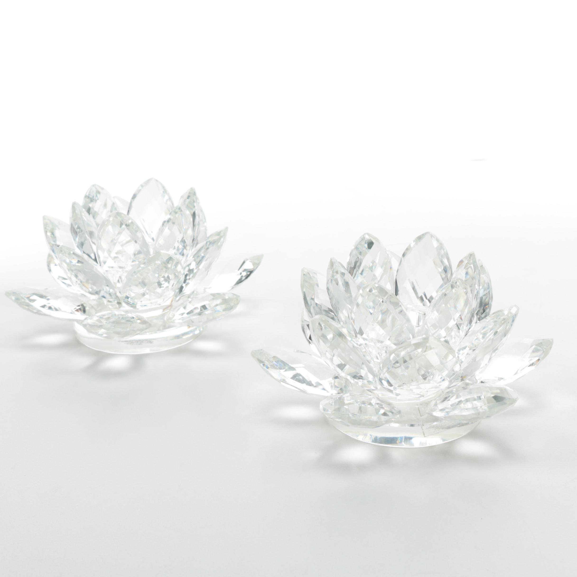 Shannon by Godinger Crystal "Lotus" Candle Holders