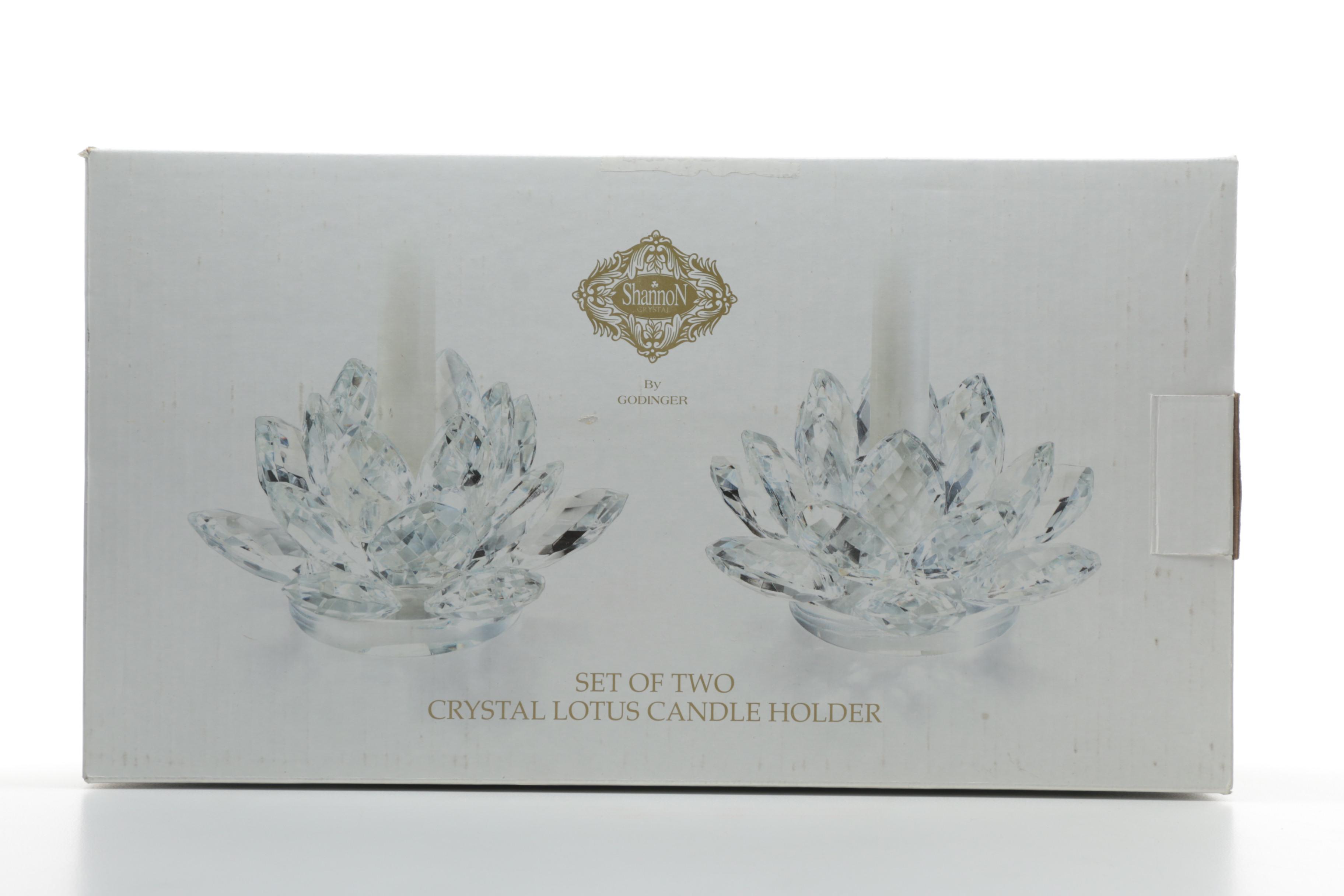 Shannon by Godinger Crystal "Lotus" Candle Holders