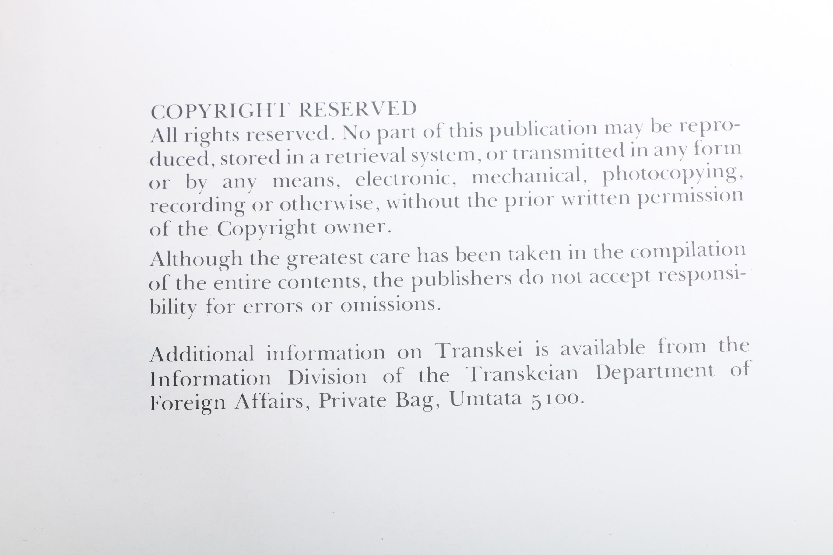 1976 First Edition "The Republic of Transkei"