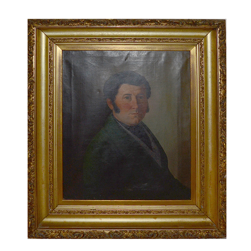 Original Oil Portrait on Canvas of Man in Green Jacket