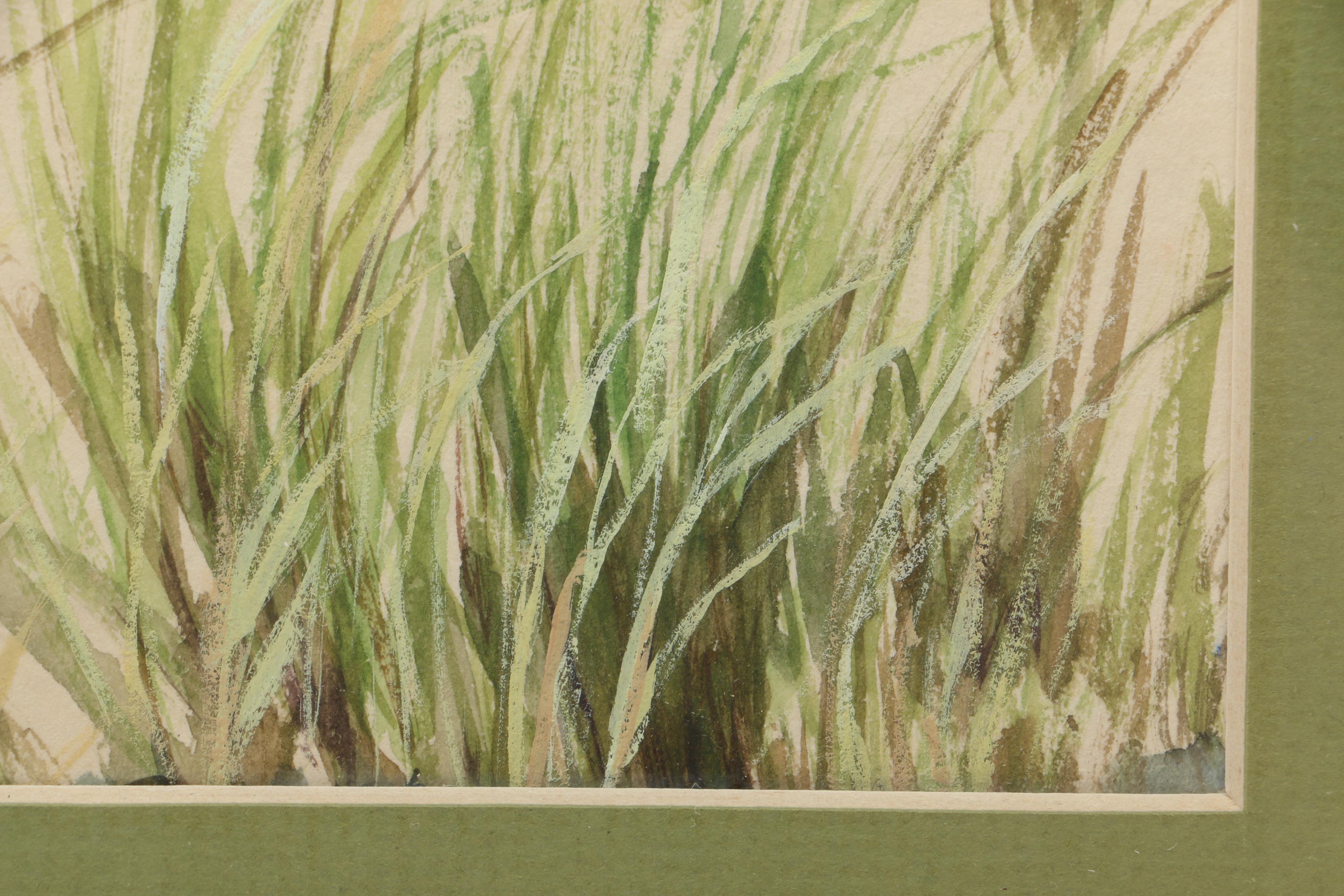 Framed Landscape Watercolor of the Beach