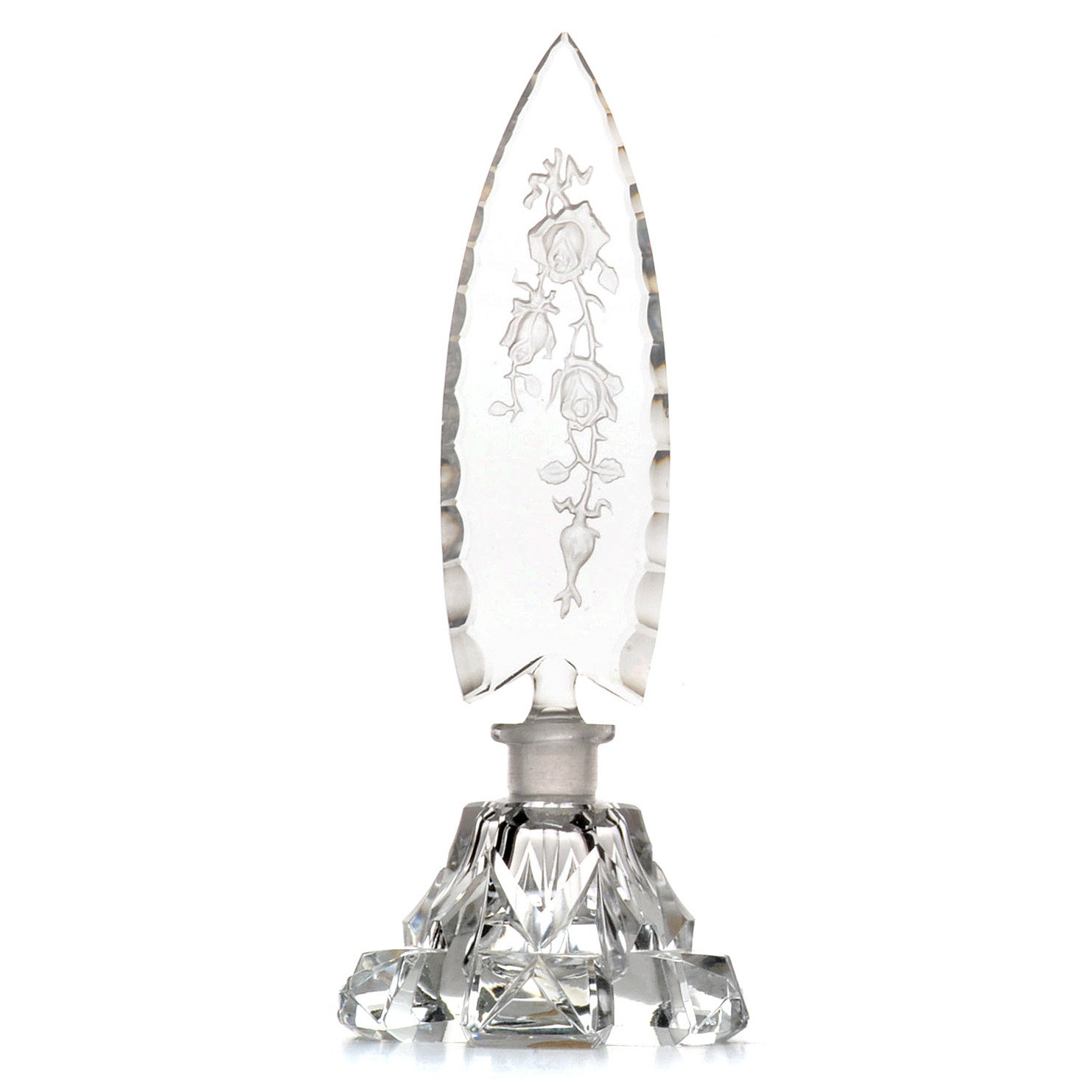 Art Deco Cut and Pressed Glass Perfume Bottles Including Irice