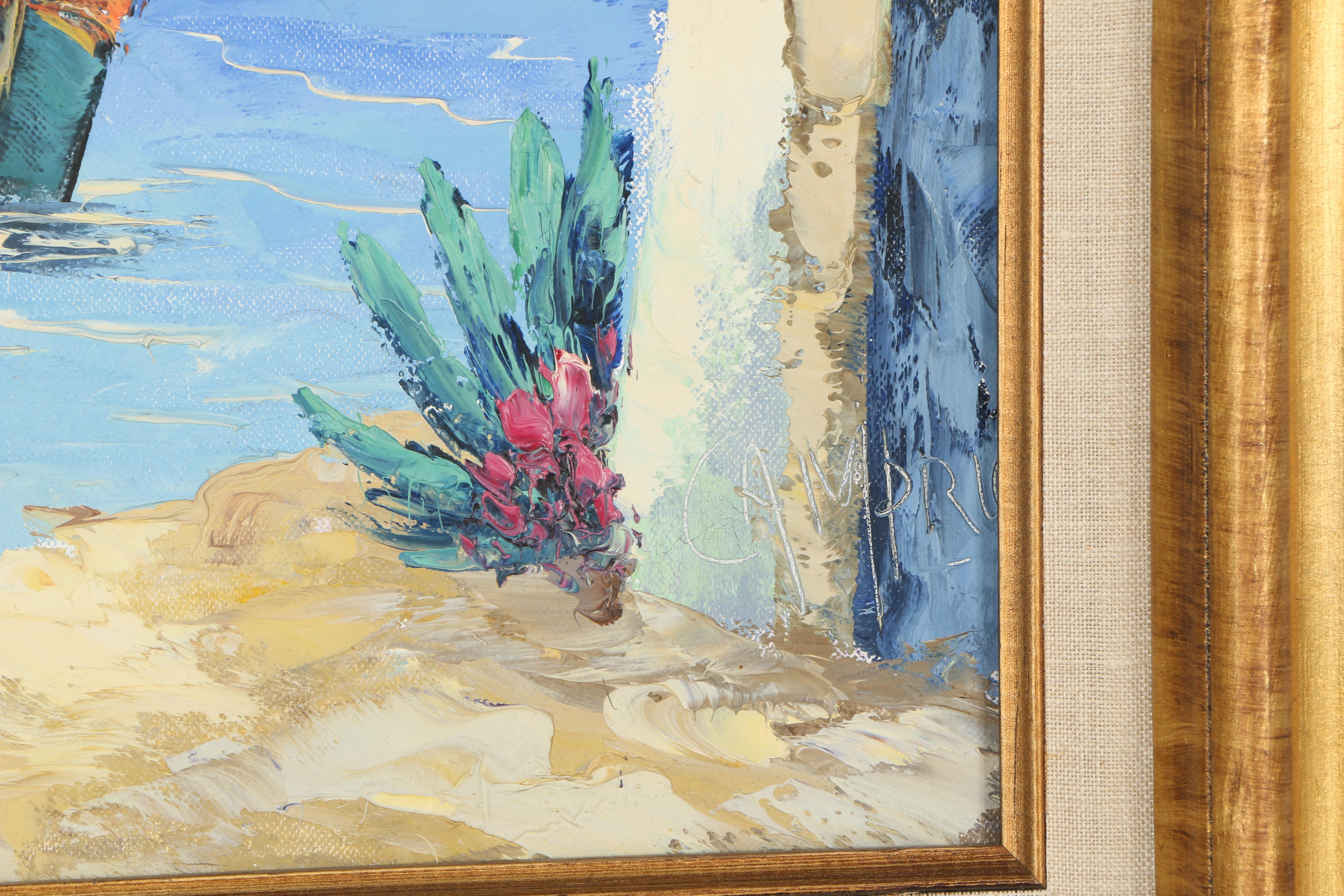 Giovanni Camprio Oil Painting on Canvas of Dock Scene