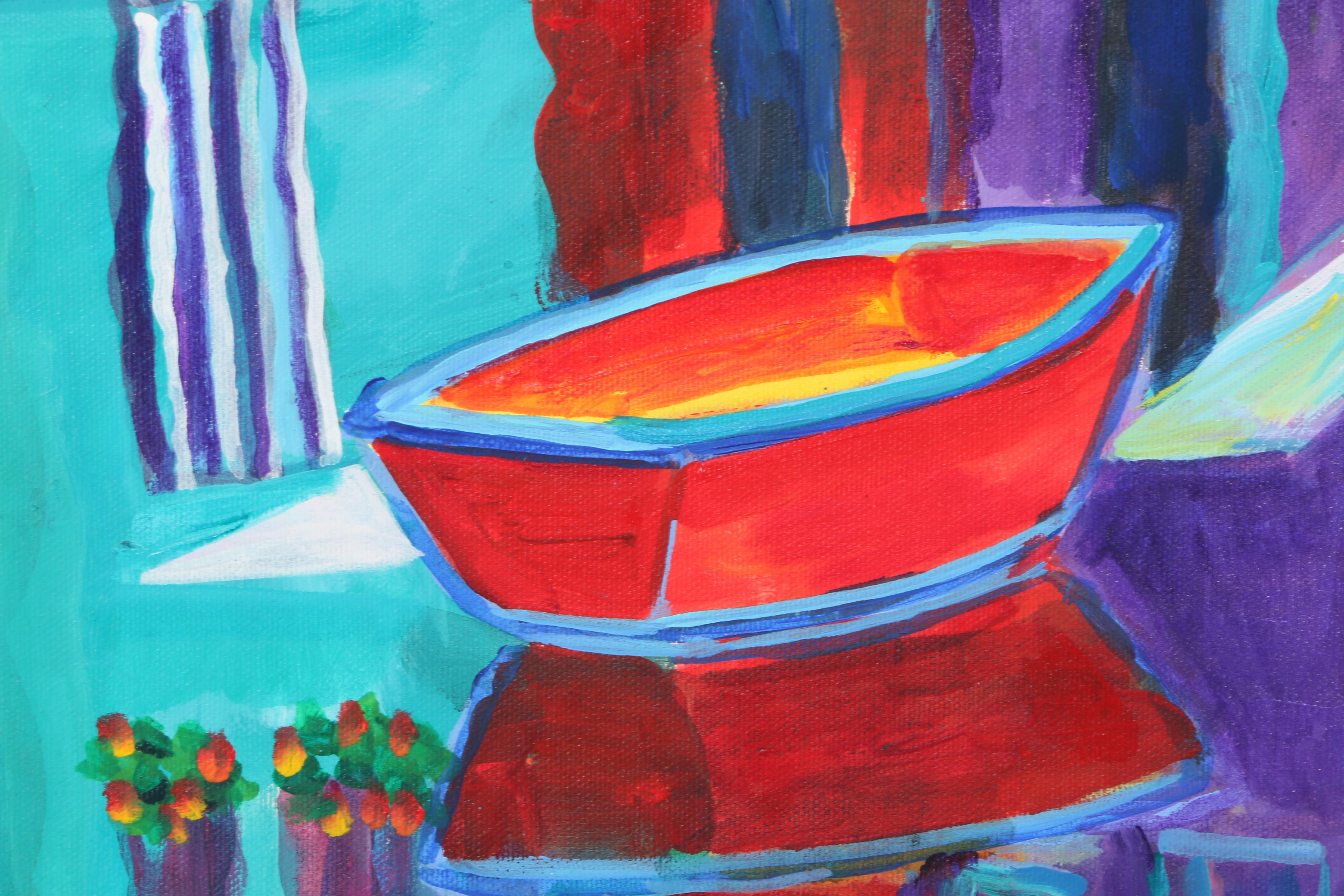 Sue Slater Acrylic Diptych on Canvas "Portofino View"