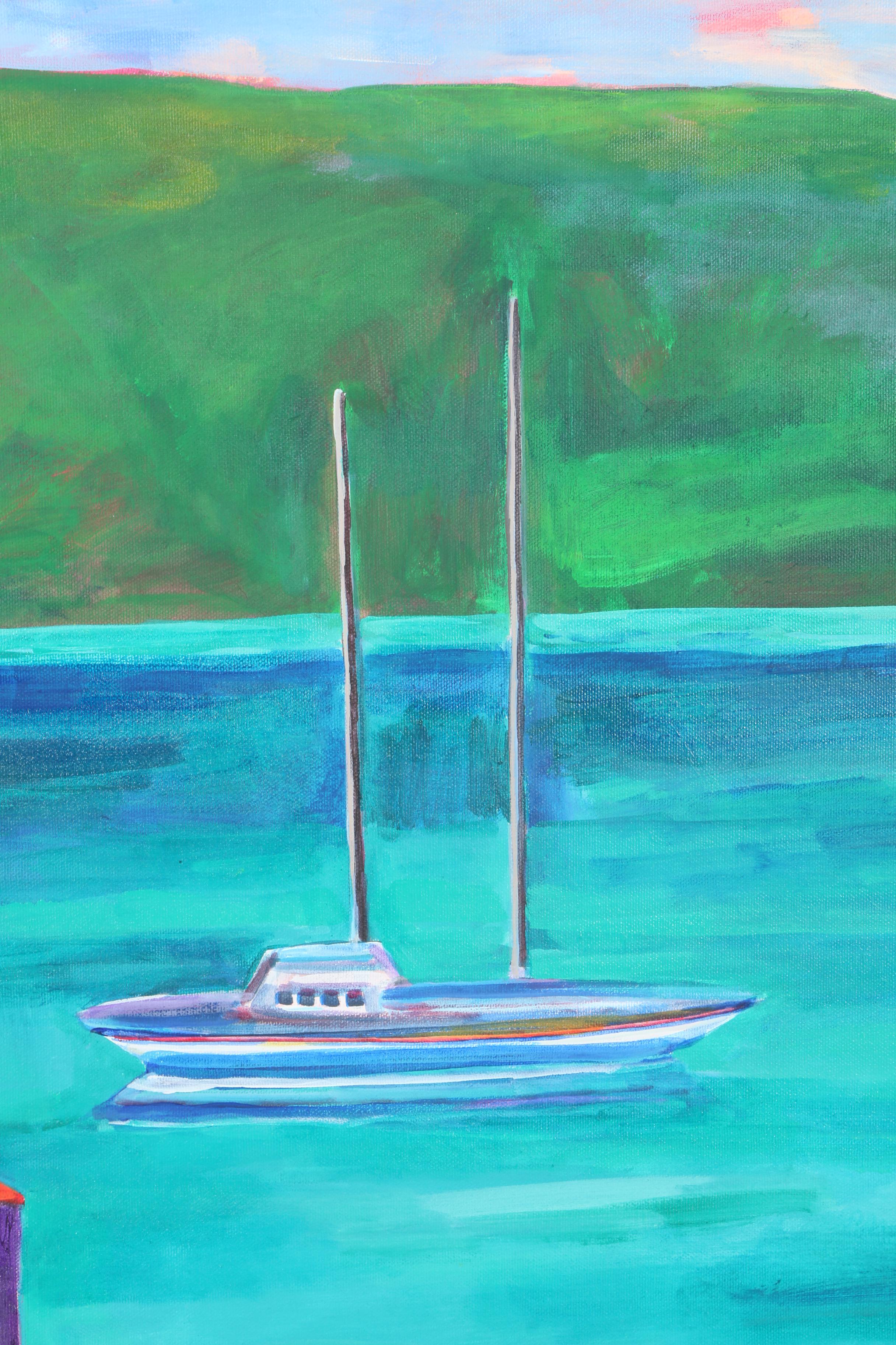 Sue Slater Acrylic Diptych on Canvas "Portofino View"