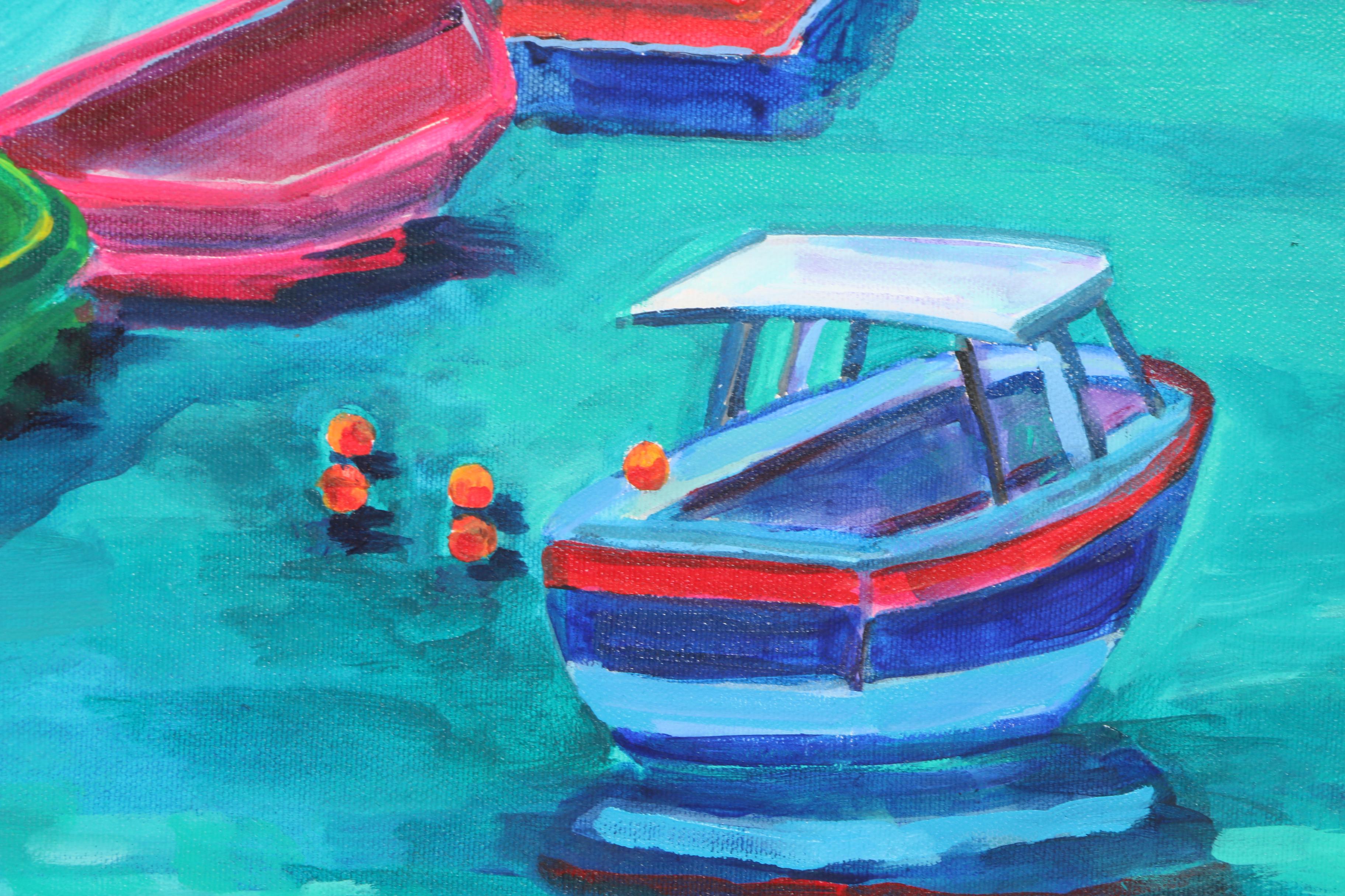 Sue Slater Acrylic Diptych on Canvas "Portofino View"