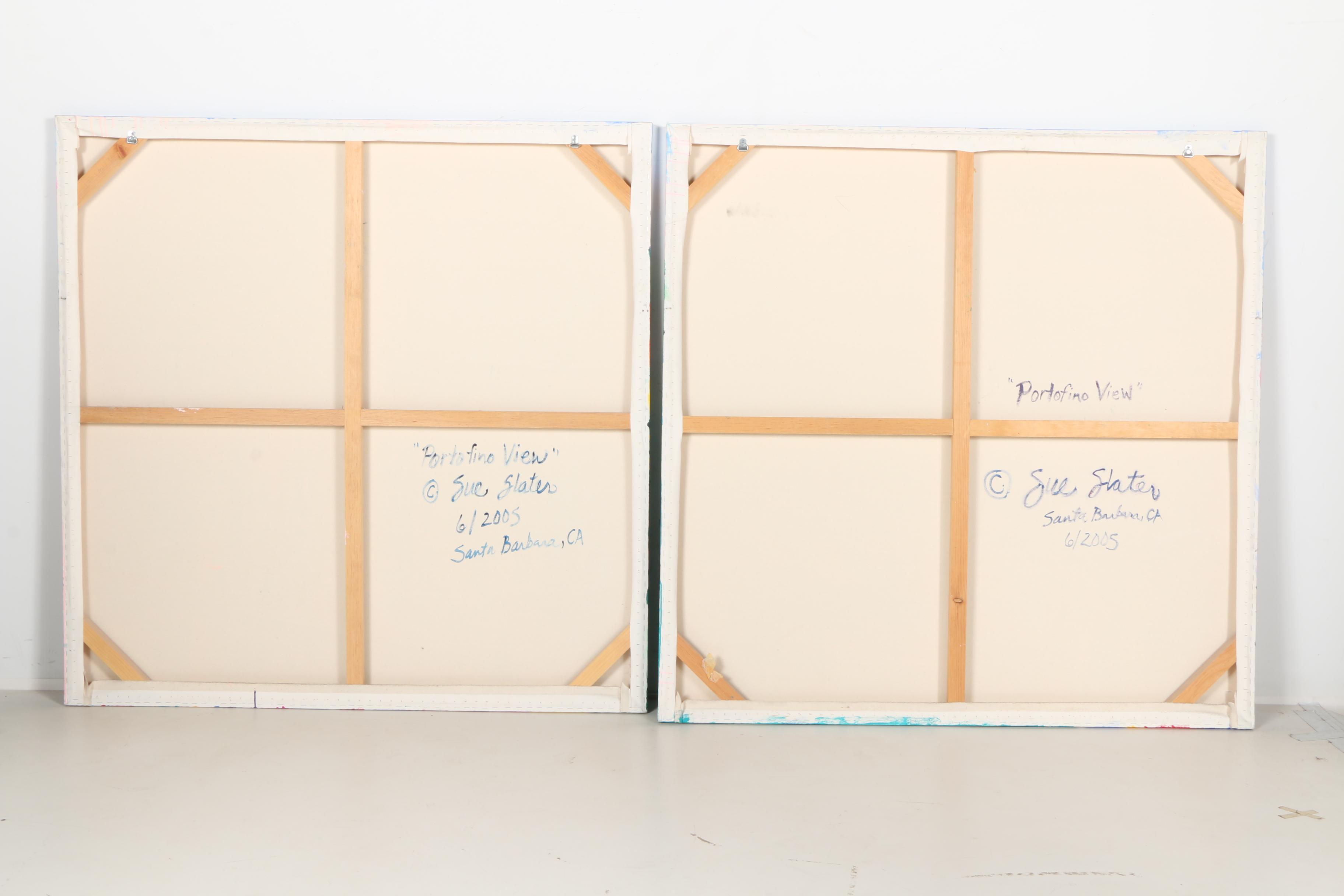 Sue Slater Acrylic Diptych on Canvas "Portofino View"