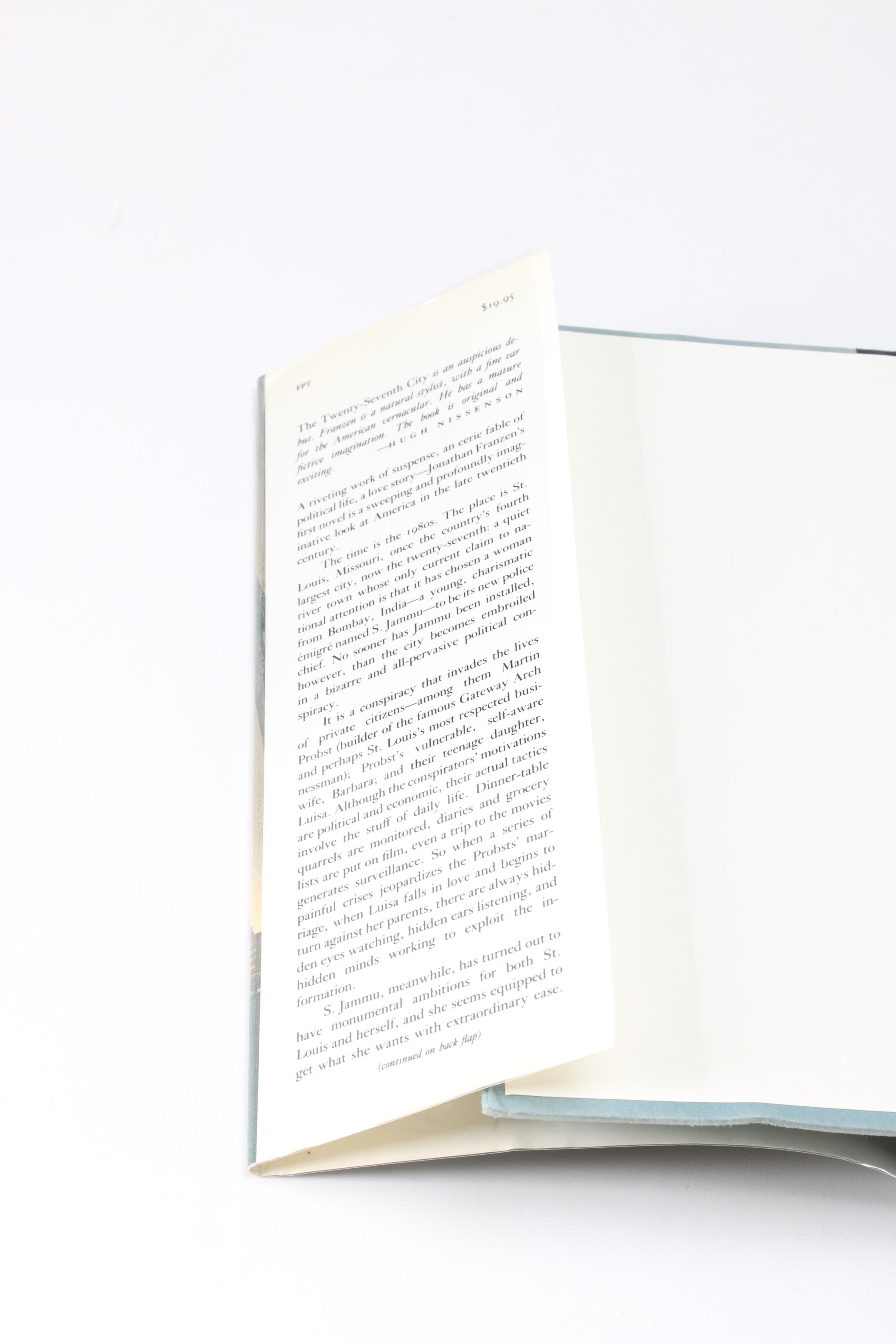 1988 Signed First Edition "The Twenty-Seventh City" by Jonathan Franzen