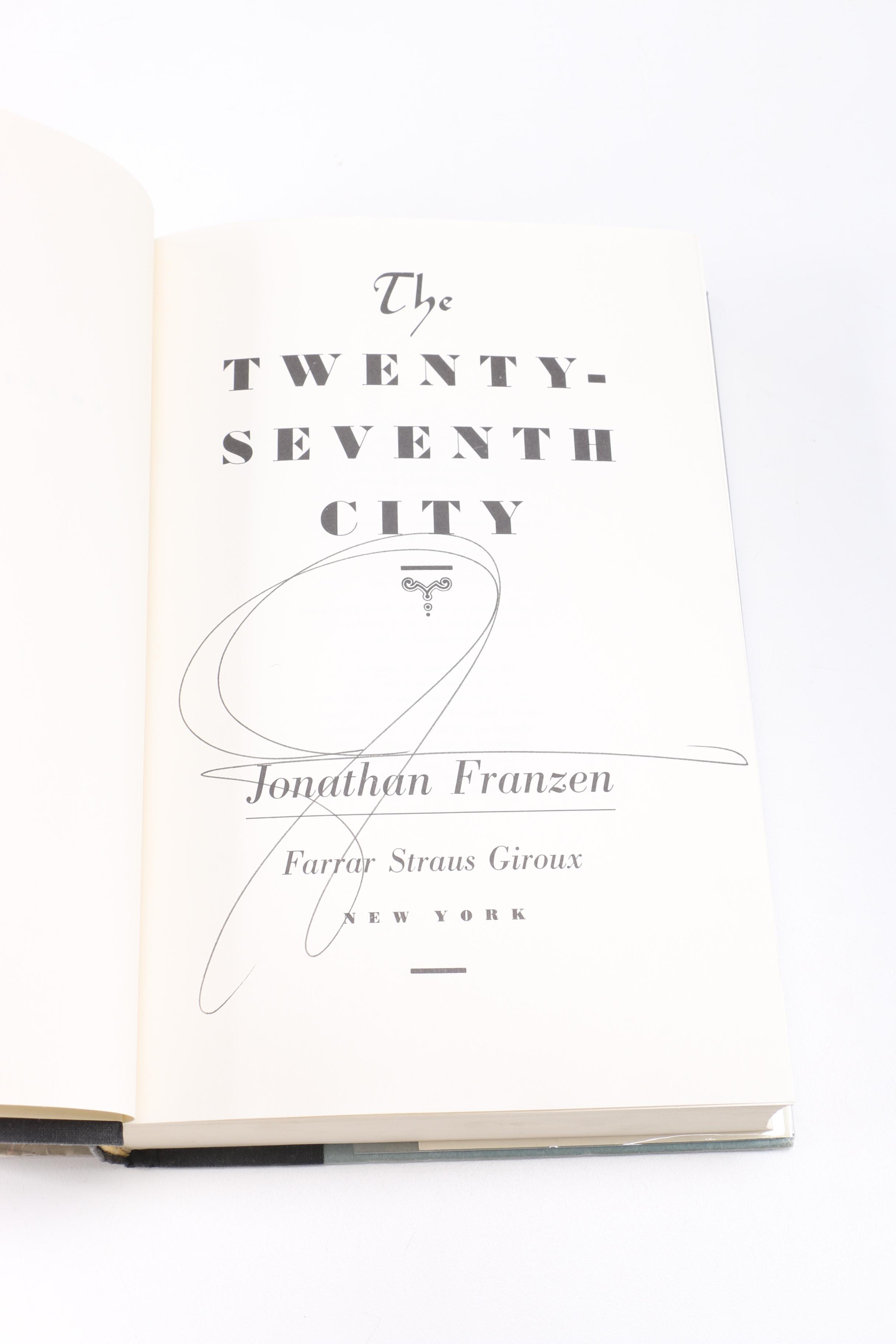 1988 Signed First Edition "The Twenty-Seventh City" by Jonathan Franzen