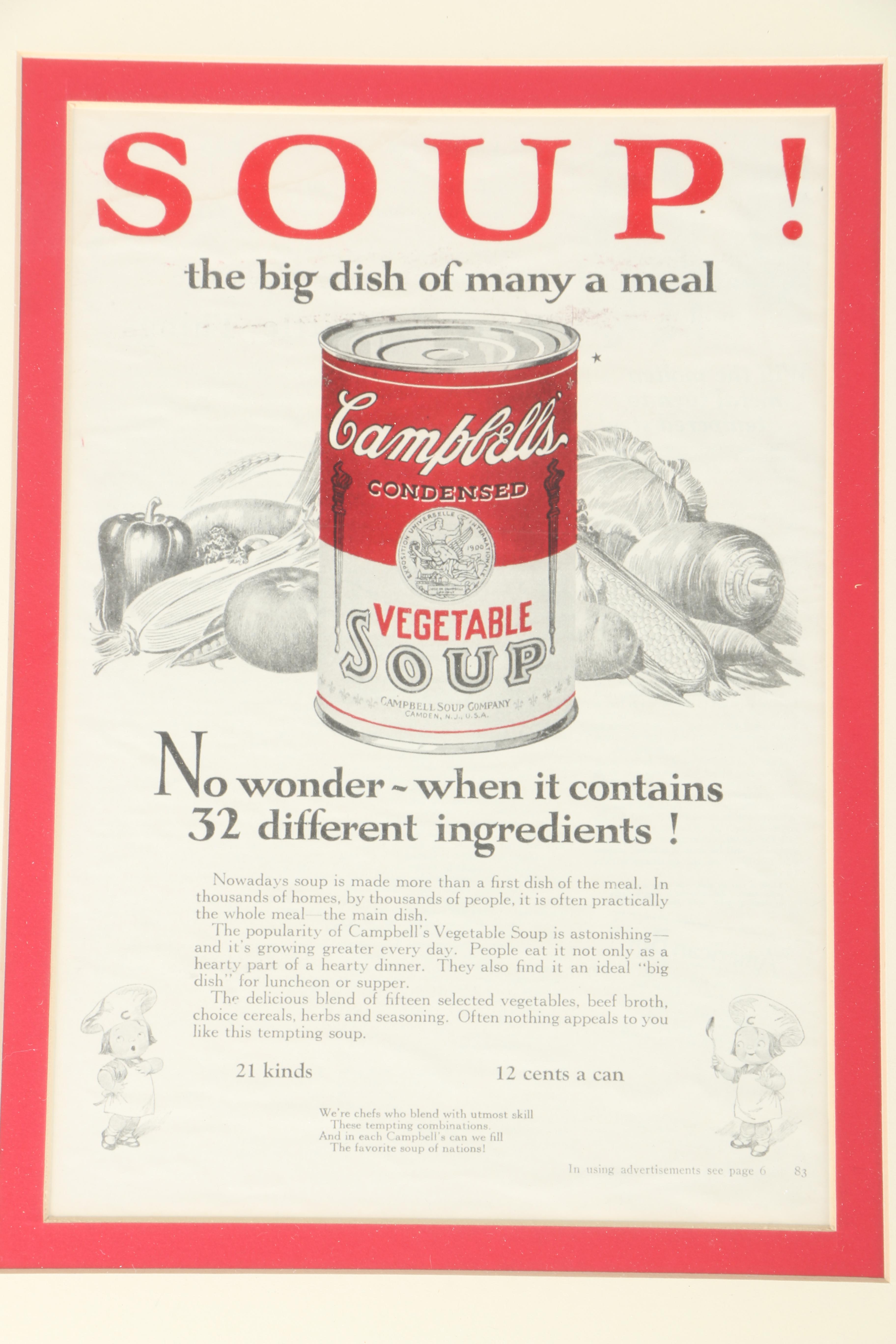 Circa 1930s Campbell's Soup Offset Lithograph Posters