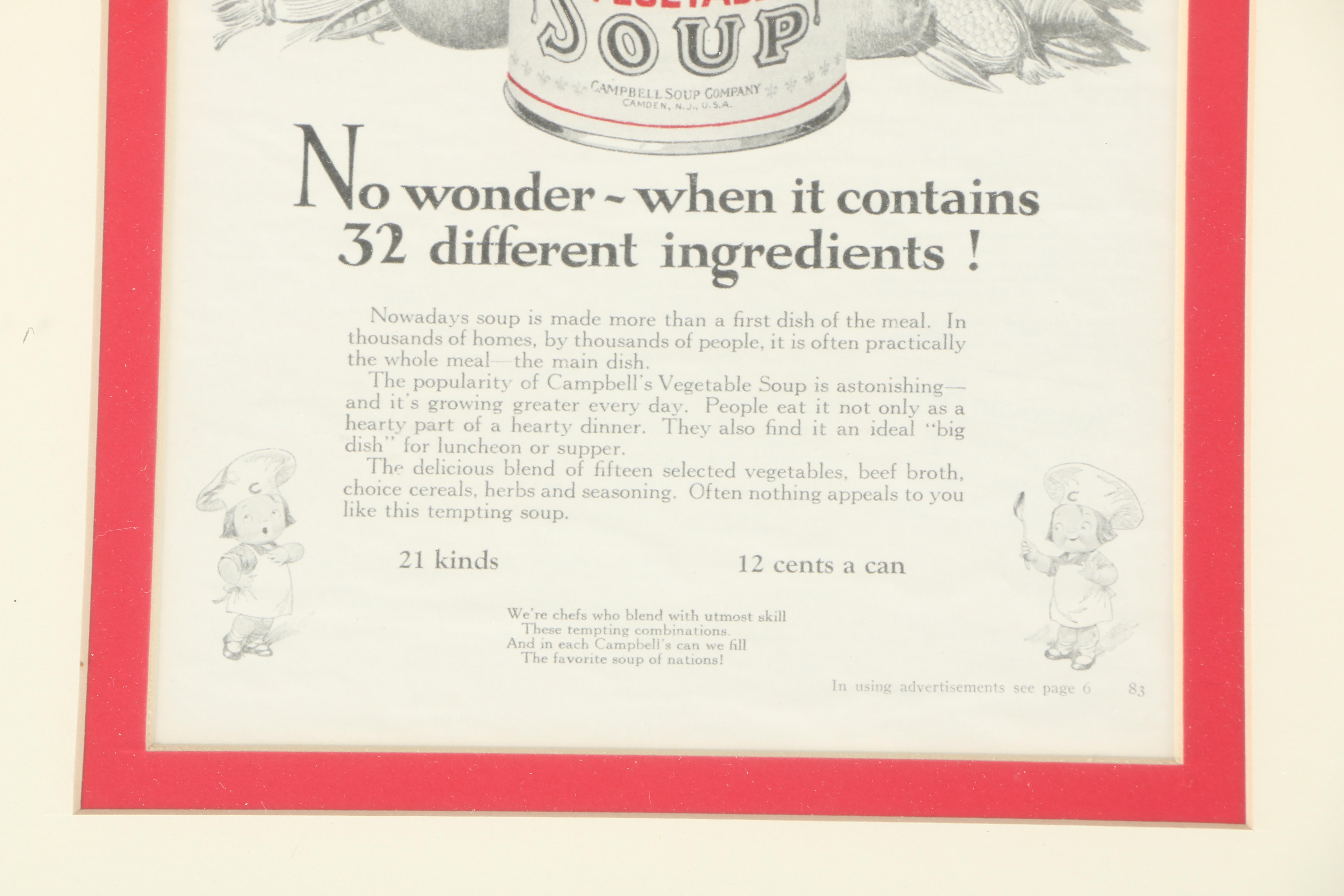 Circa 1930s Campbell's Soup Offset Lithograph Posters