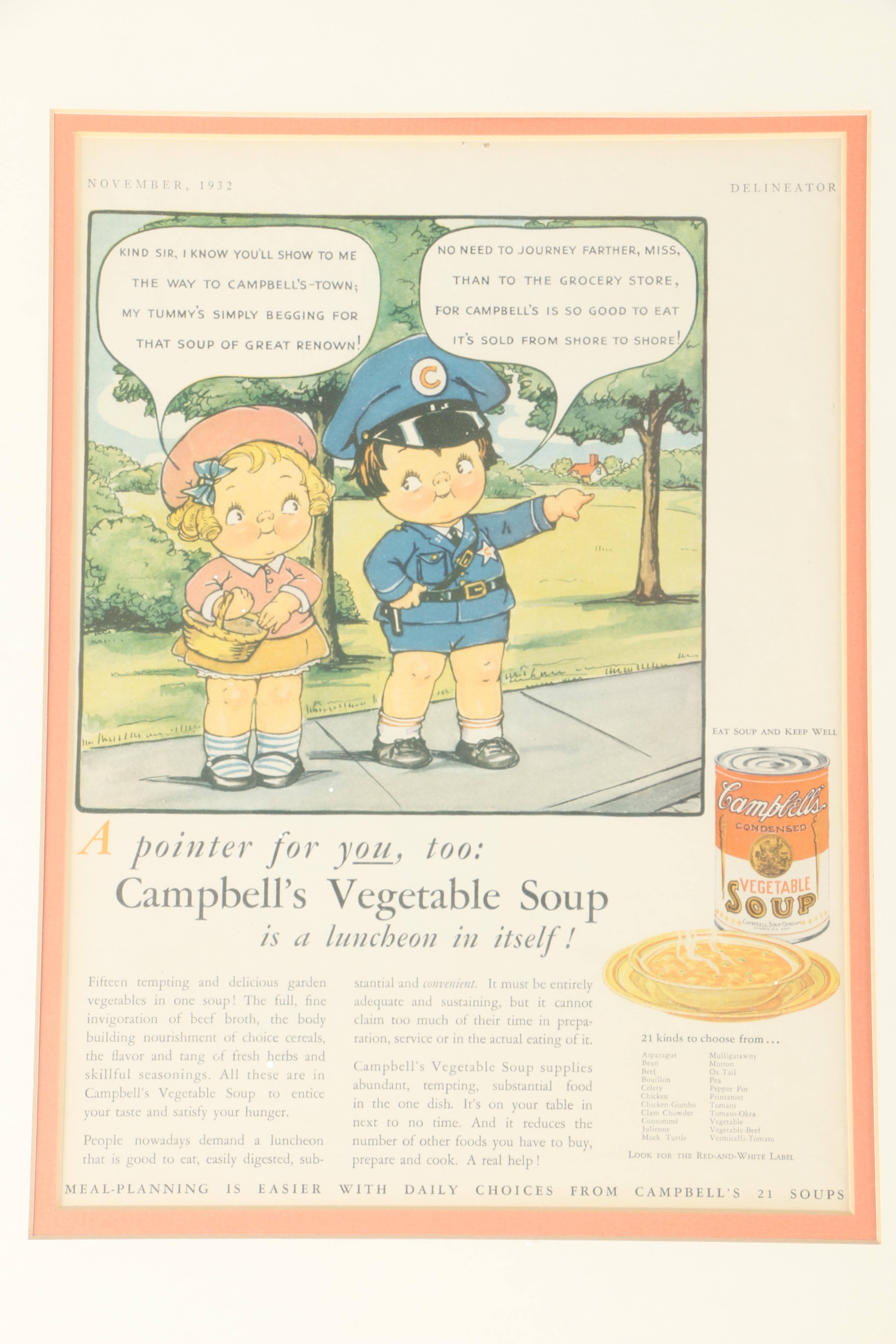 Circa 1930s Campbell's Soup Offset Lithograph Posters