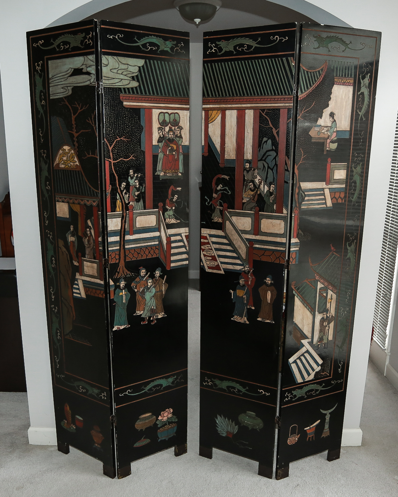 Chinese Coromandel Lacquer Wooden Screens