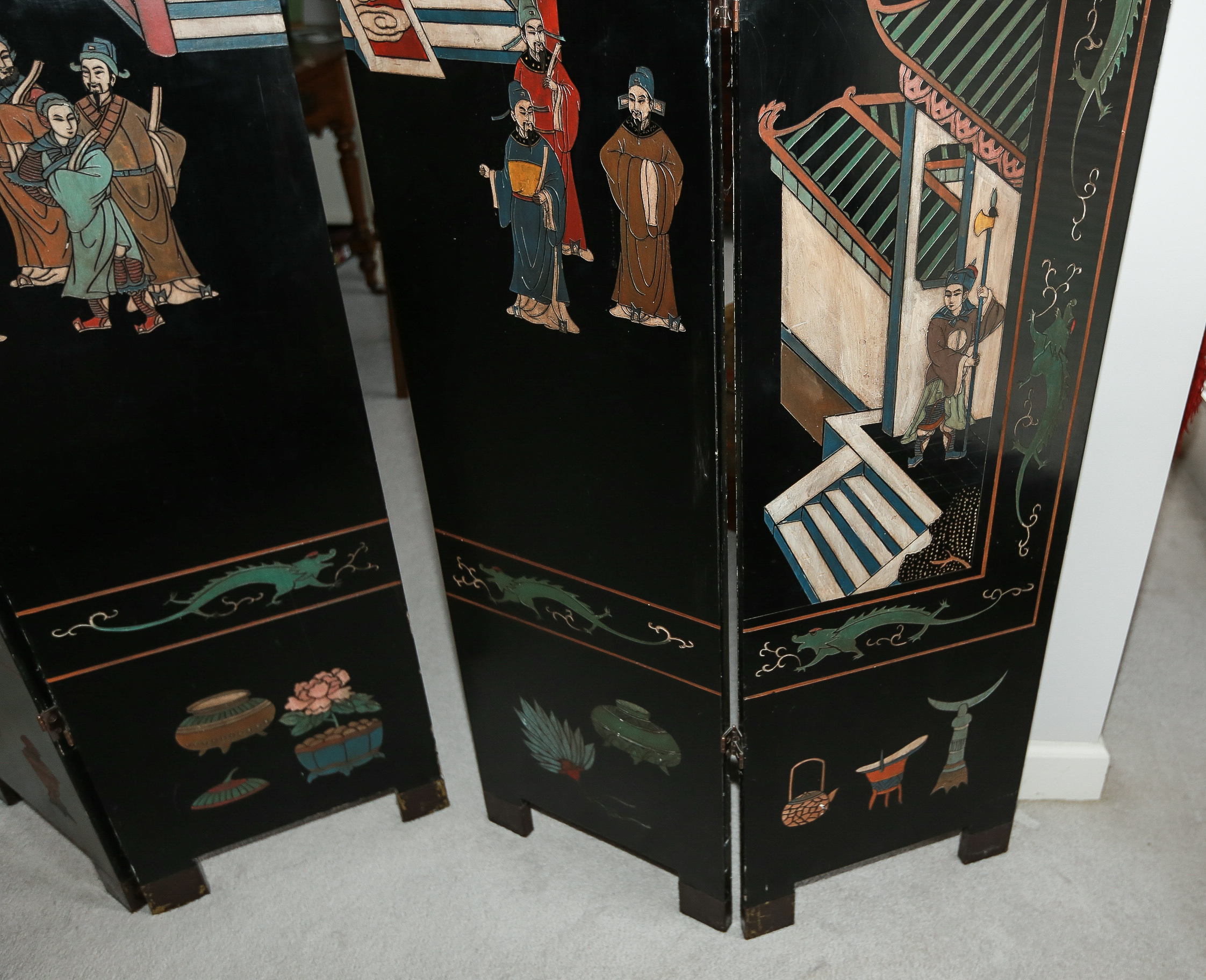 Chinese Coromandel Lacquer Wooden Screens