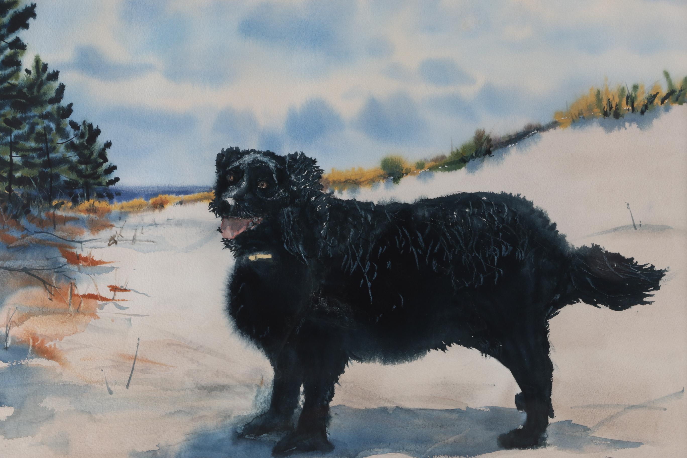 Phil Miller Watercolor Painting of a Dog on the Beach