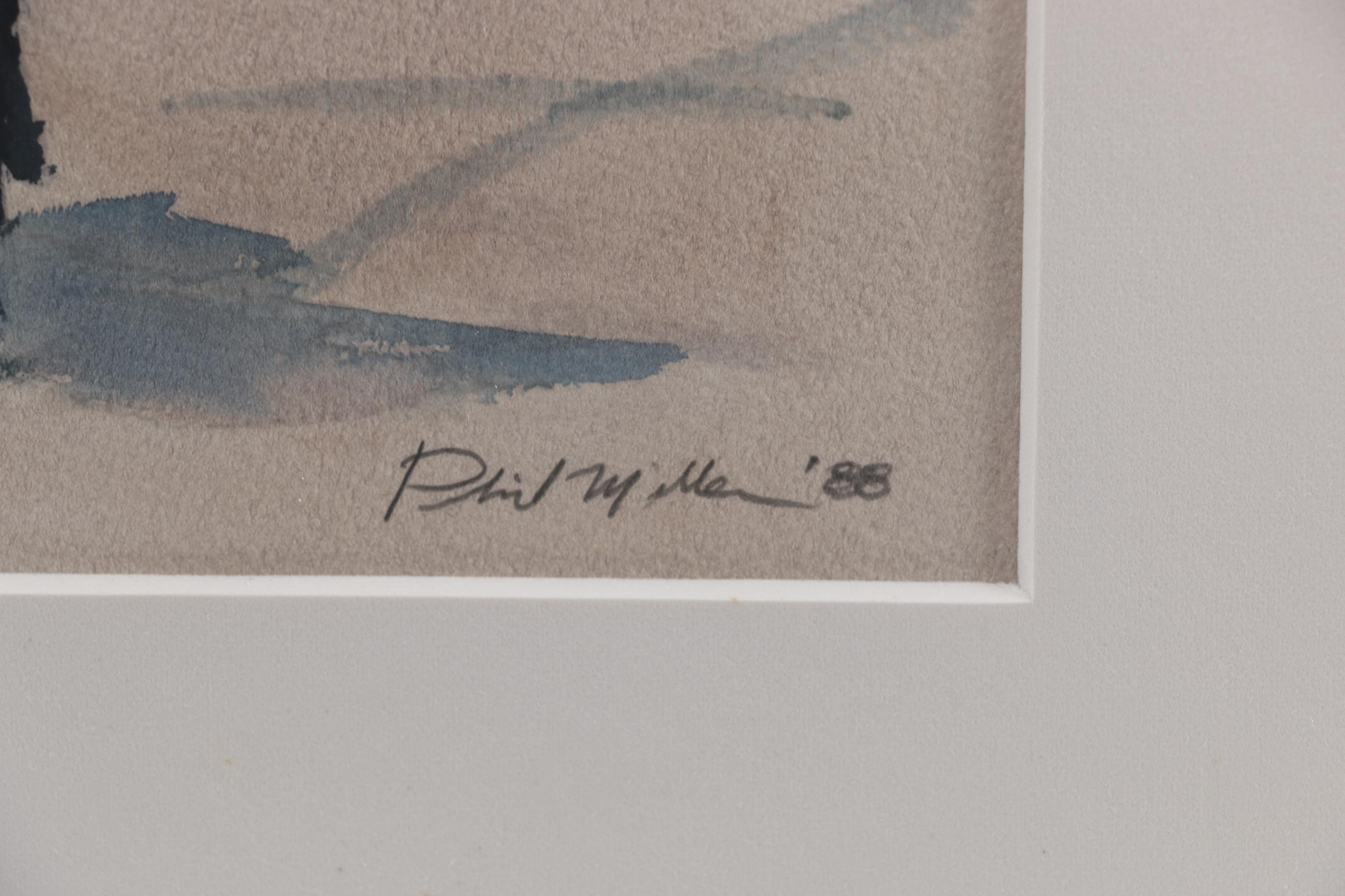 Phil Miller Watercolor Painting of a Dog on the Beach