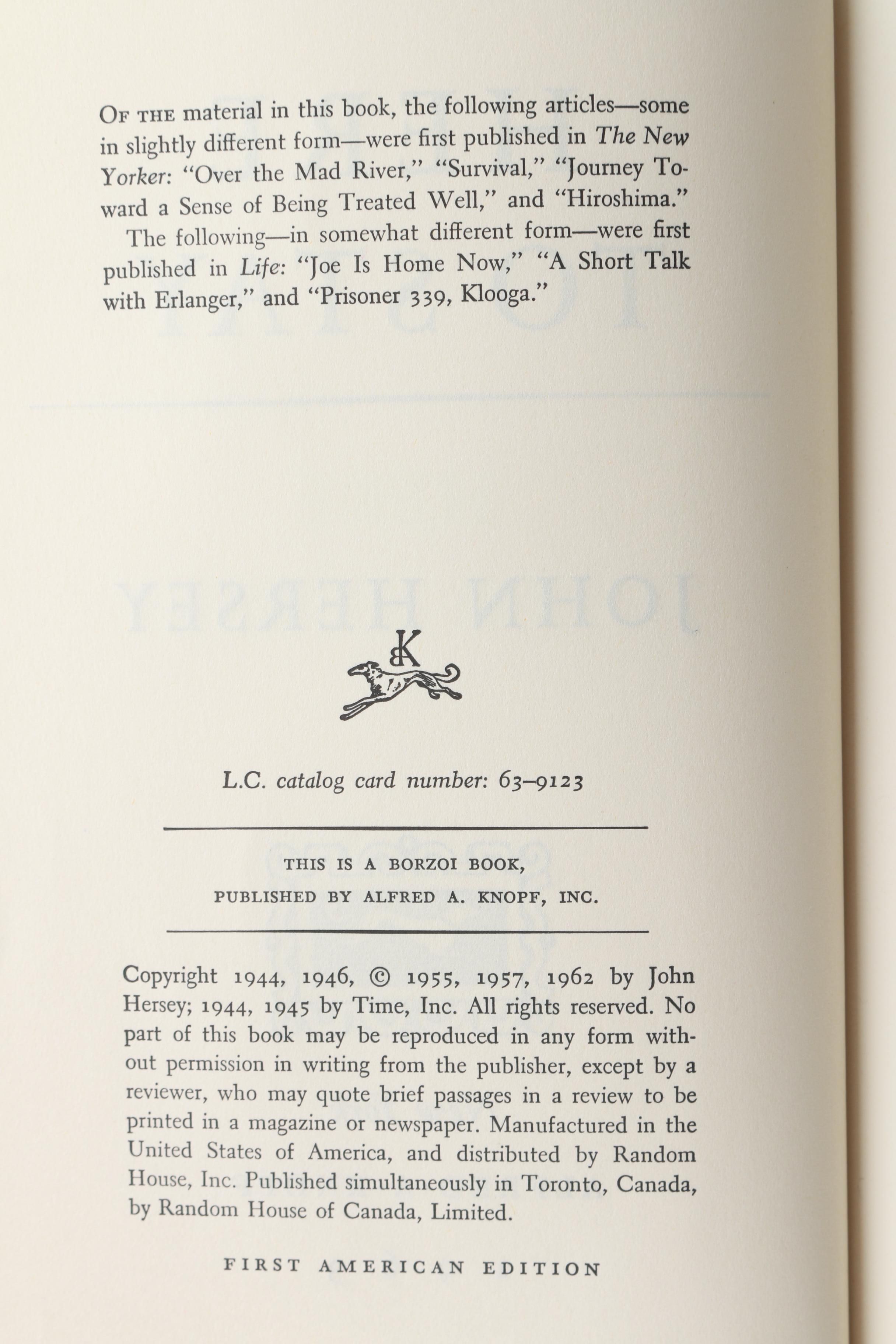 1963 First American Edition Signed "Here To Stay" by John Hersey