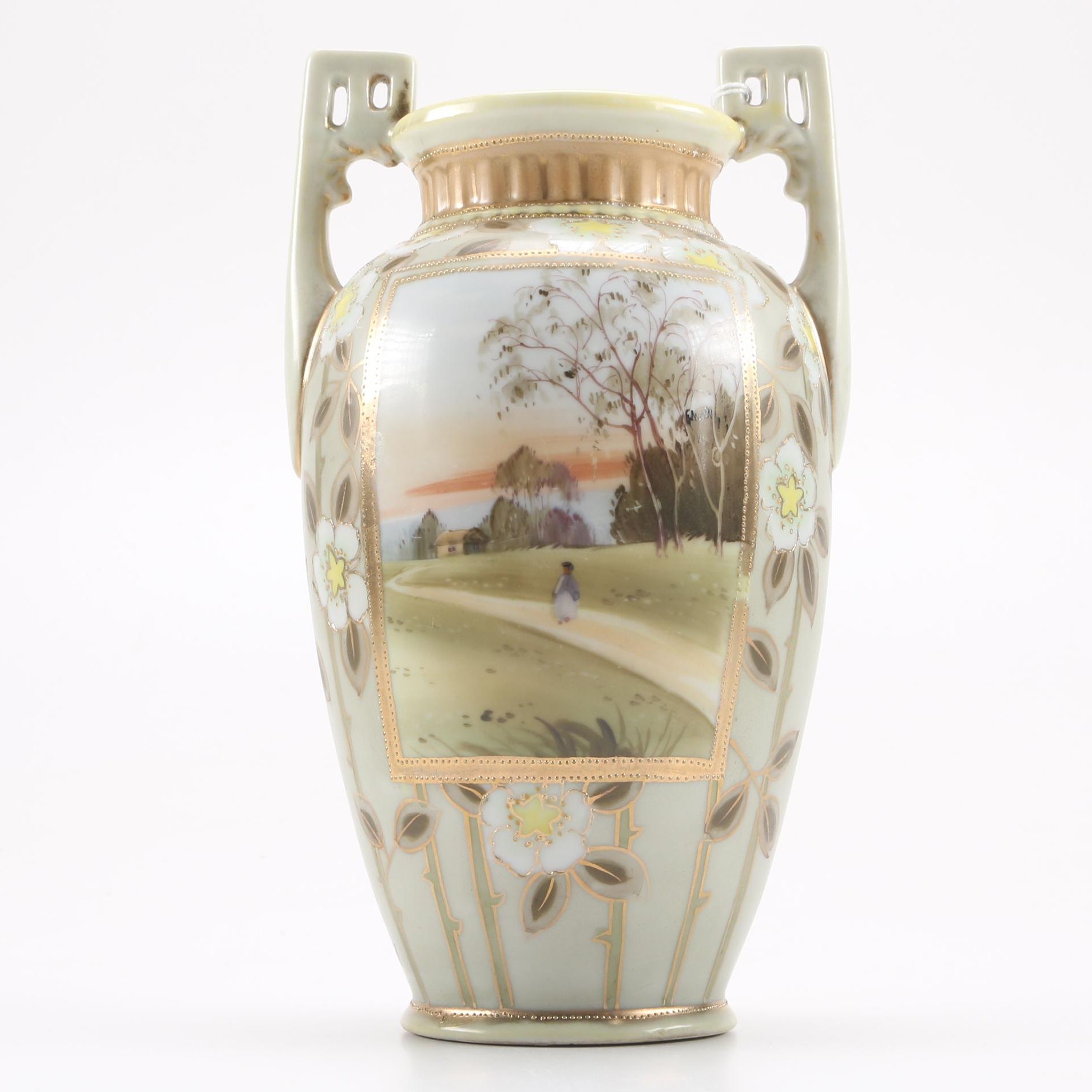 Hand-Painted Nippon Porcelain Vase