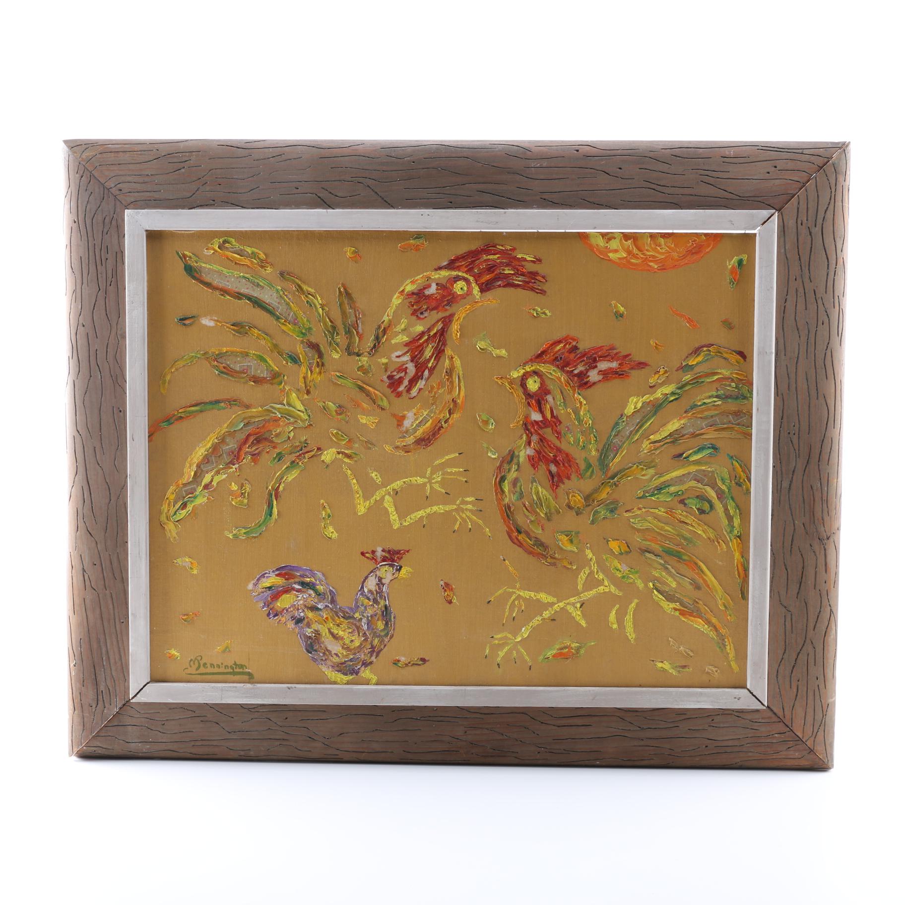 M Pennington Oil and Collage Painting "Triangle"