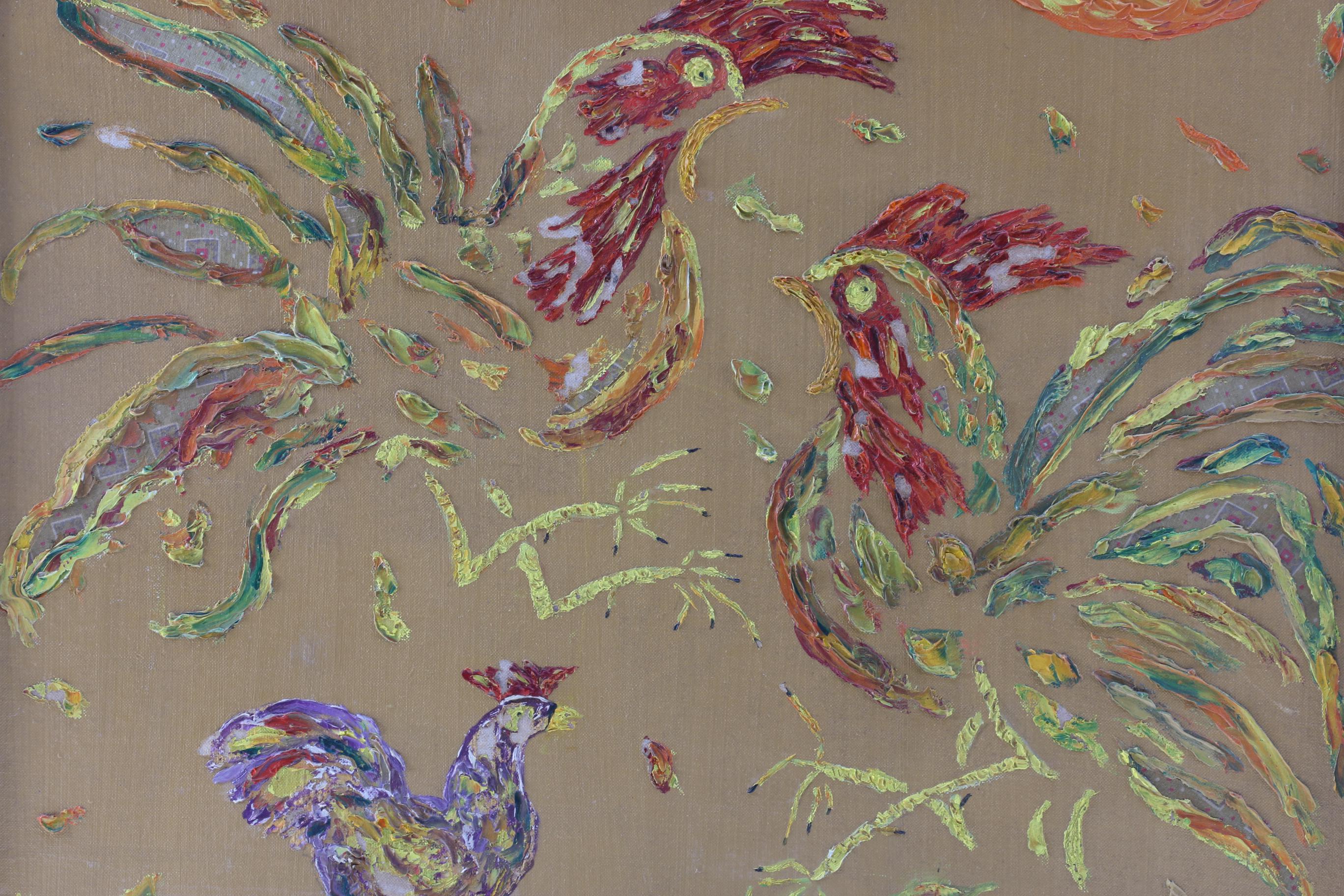 M Pennington Oil and Collage Painting "Triangle"