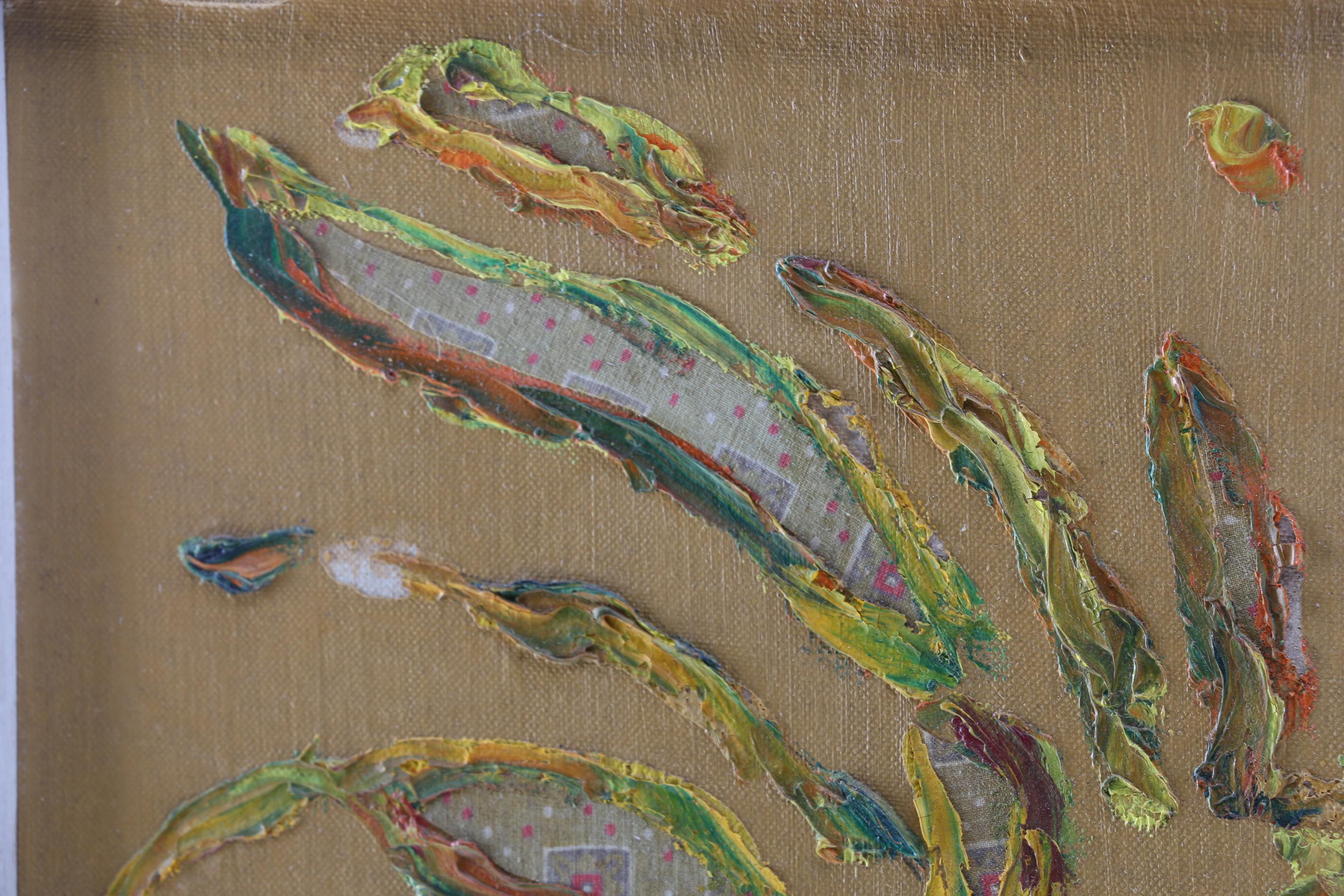 M Pennington Oil and Collage Painting "Triangle"