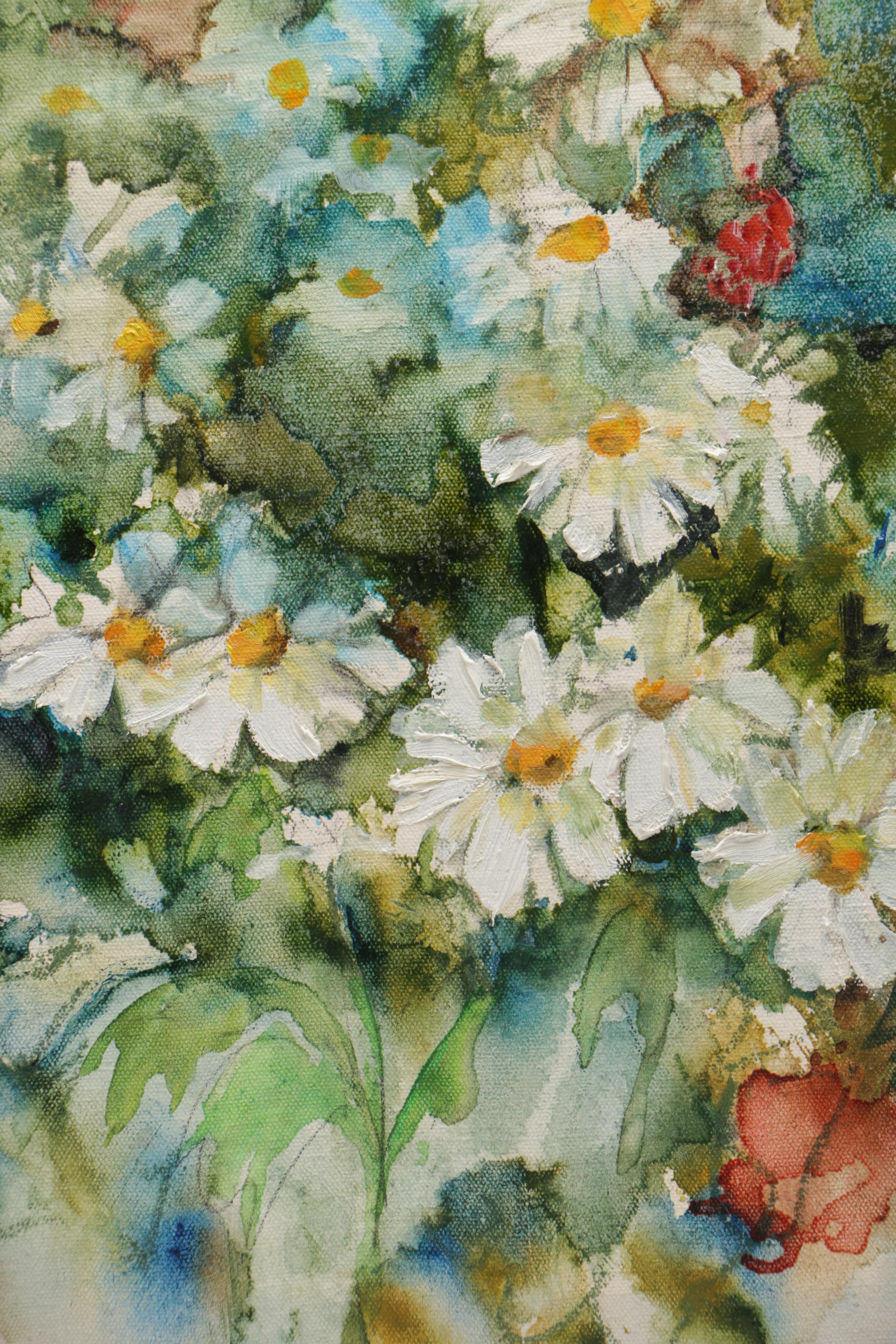 Engelen Floral Themed Oil on Canvas Painting