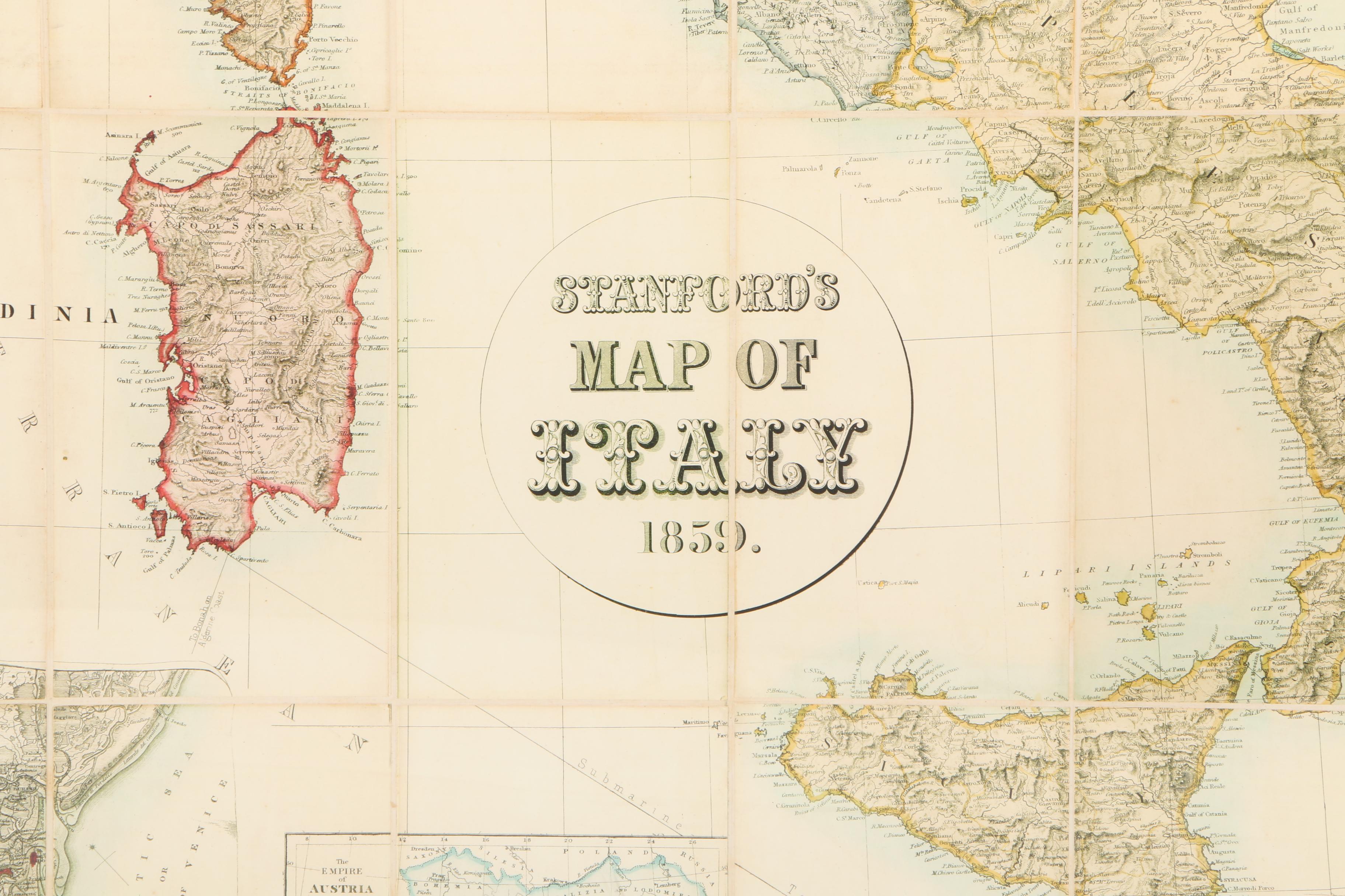 Giclee Print of "Stanford's Map of Italy 1859"