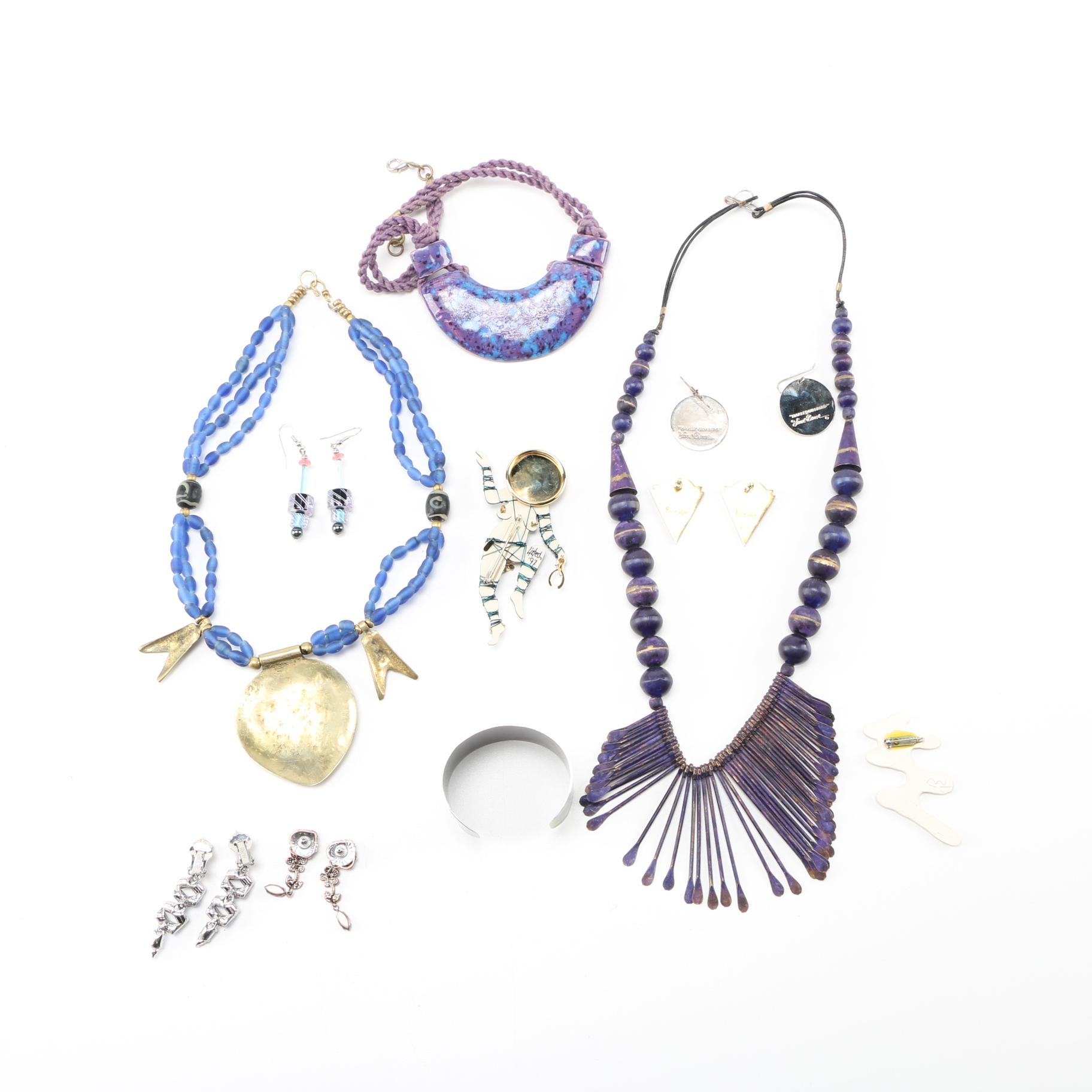 Necklaces, Earrings, Brooch, and Cuff Including Laurel Burch and Liztech