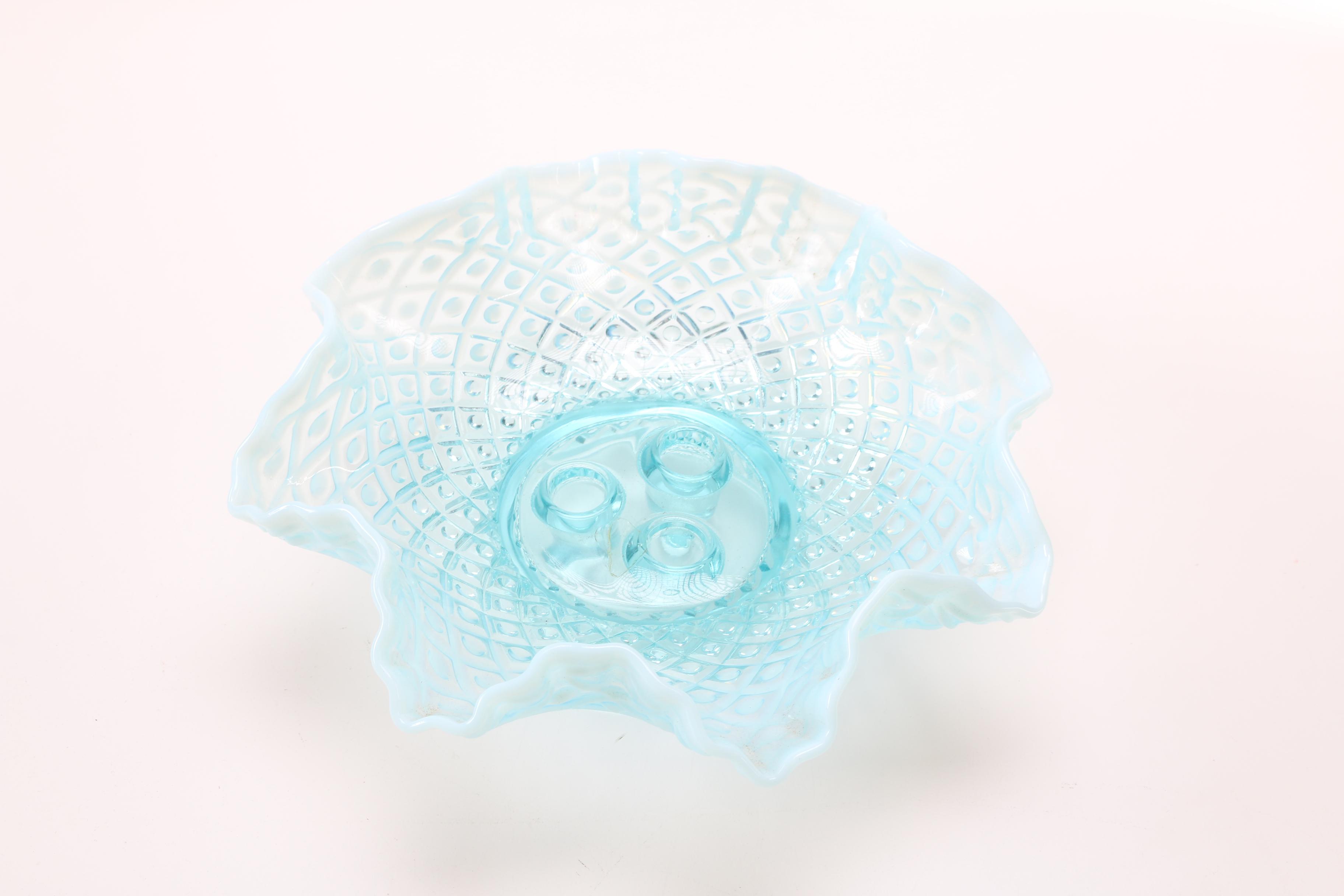 Fenton Light Blue Glass Epergne Circa 1960s