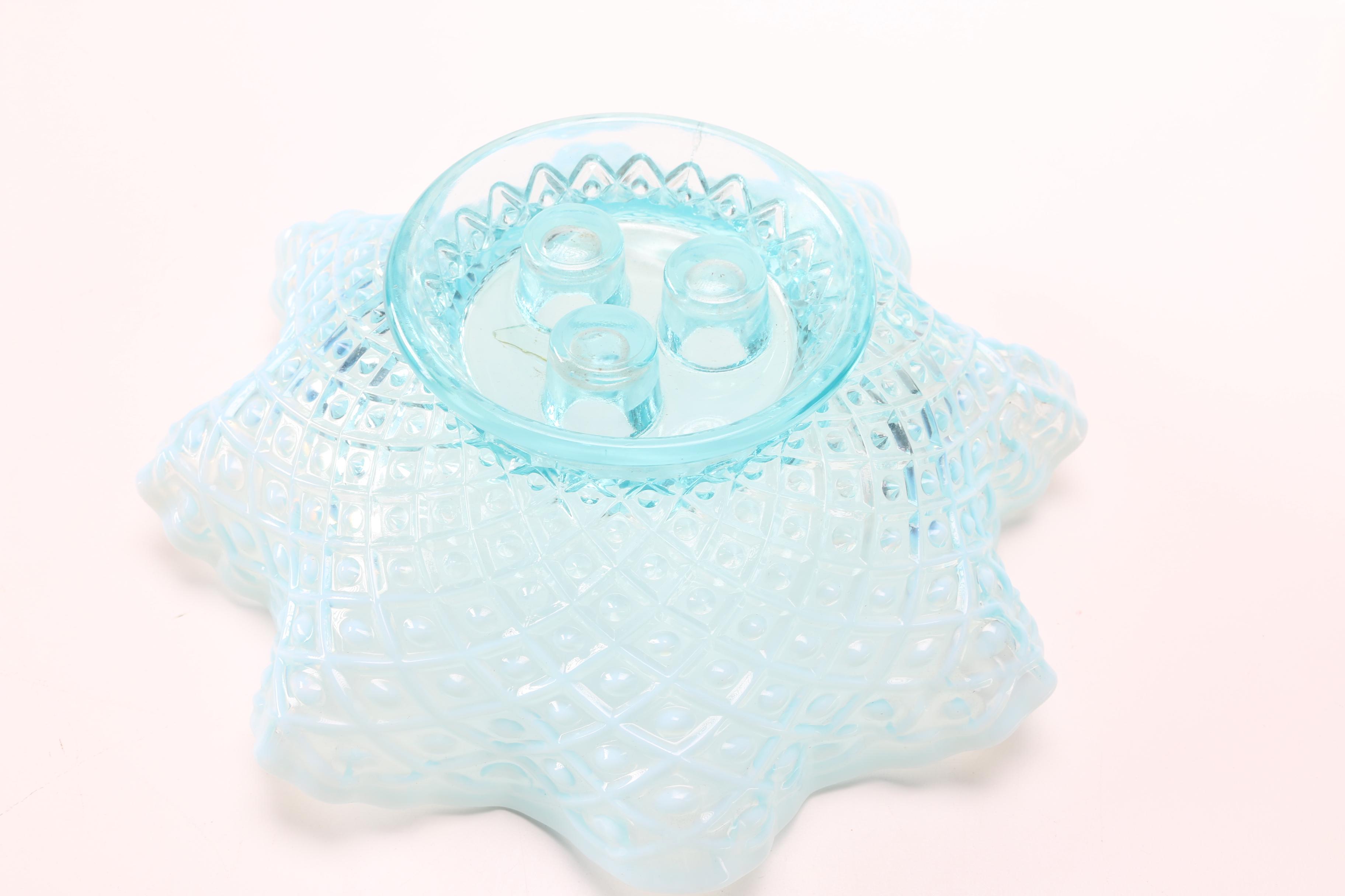 Fenton Light Blue Glass Epergne Circa 1960s