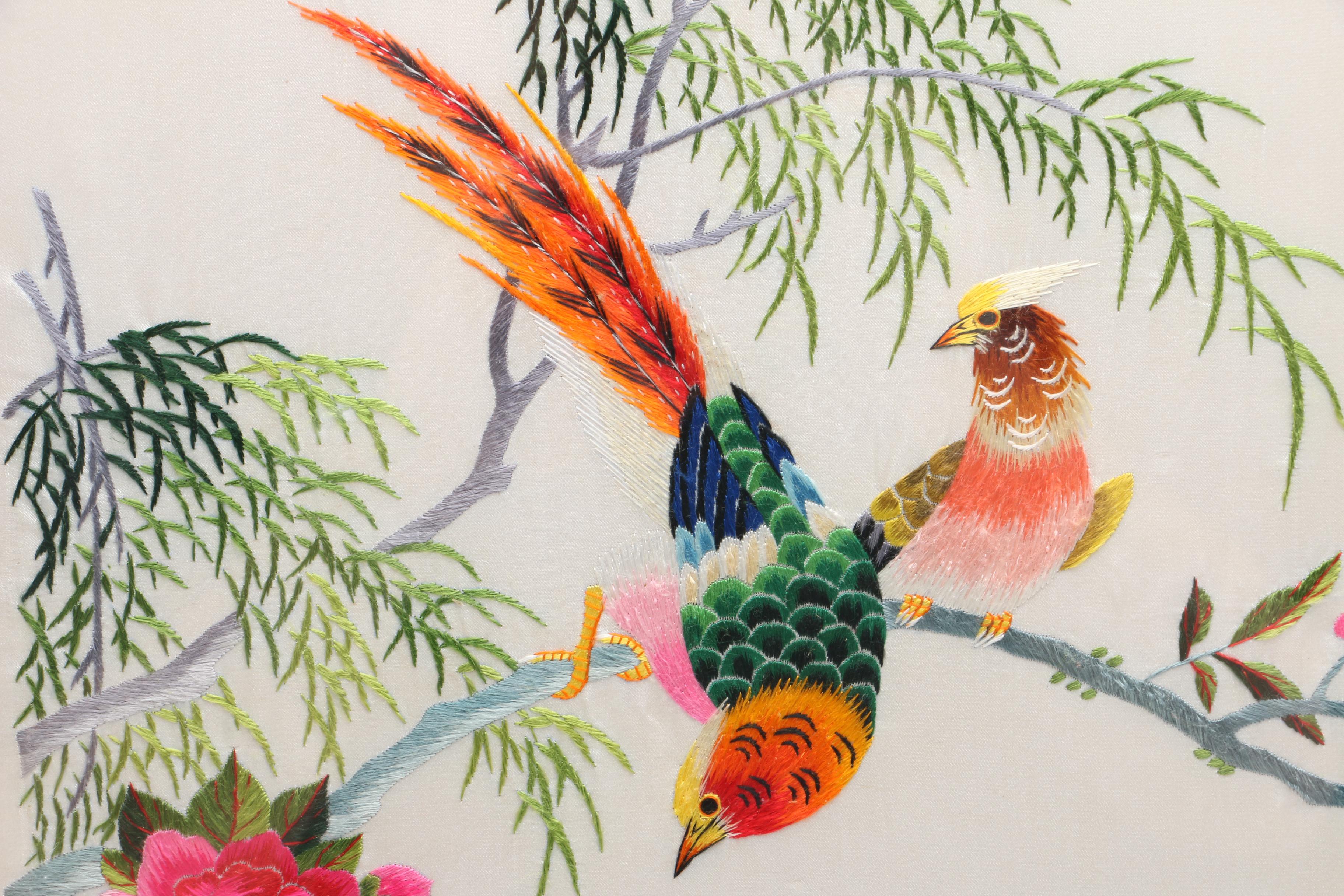 Chinese Embroidery on Silk of Birds
