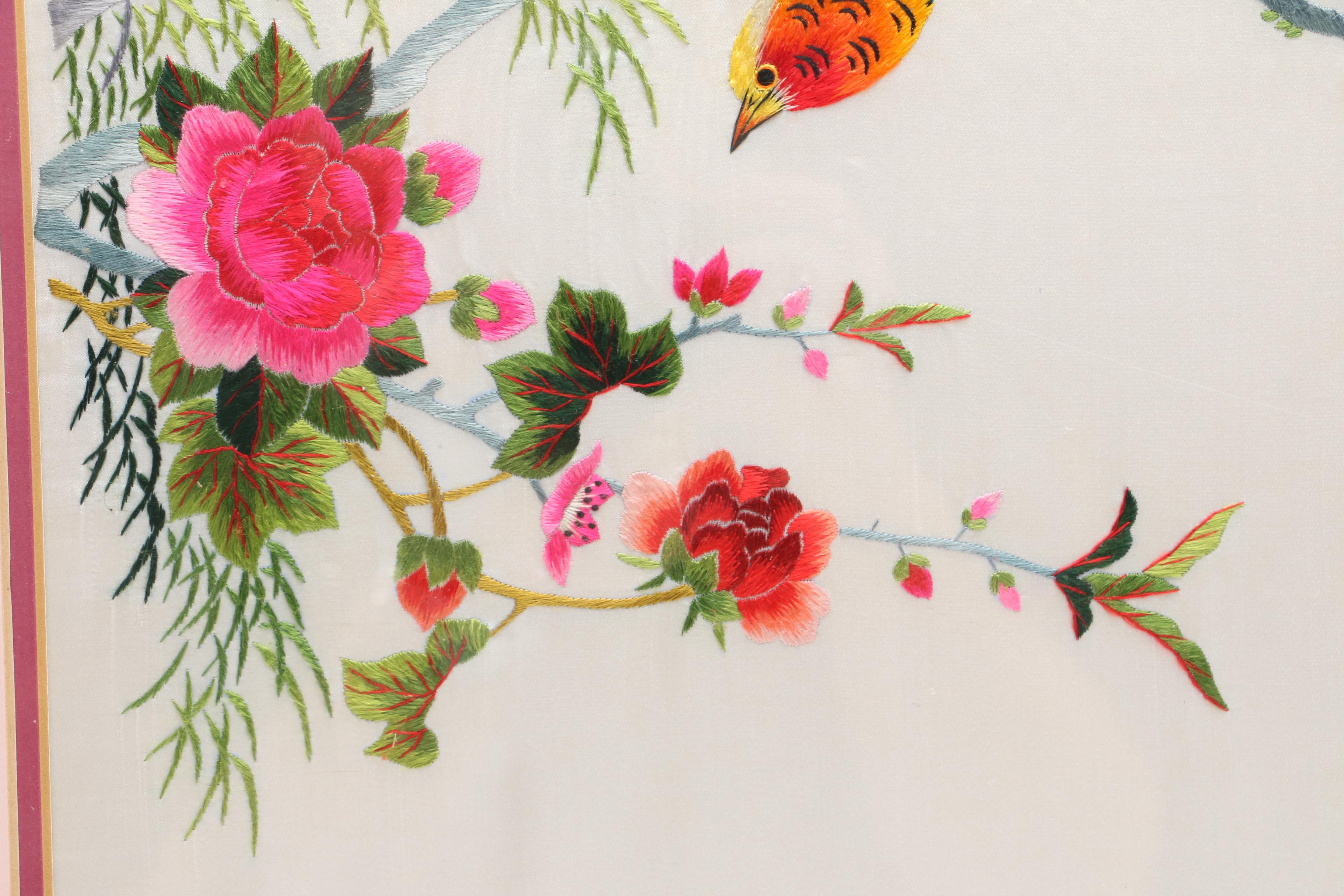 Chinese Embroidery on Silk of Birds