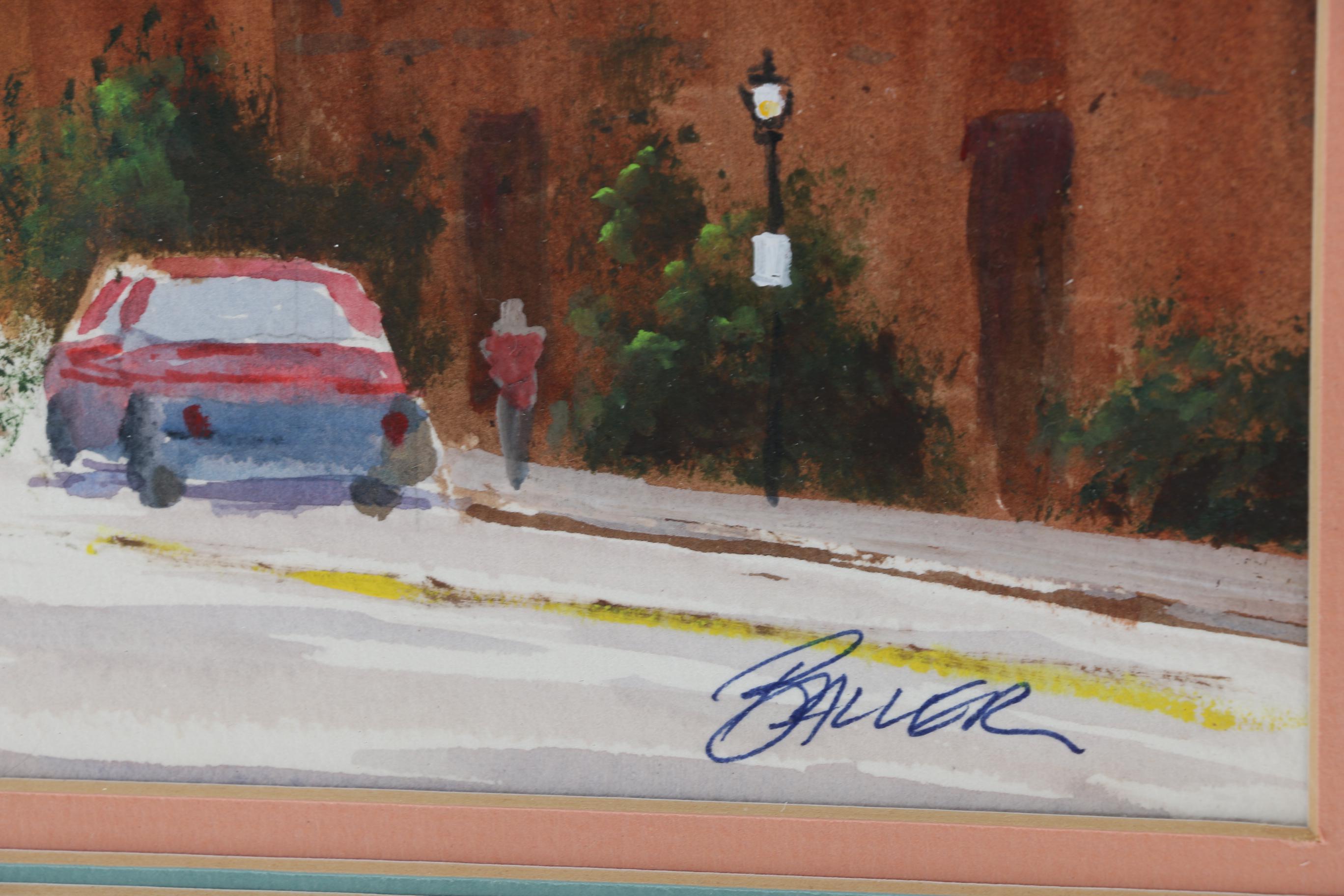 Watercolor Painting on Paper of City Scene