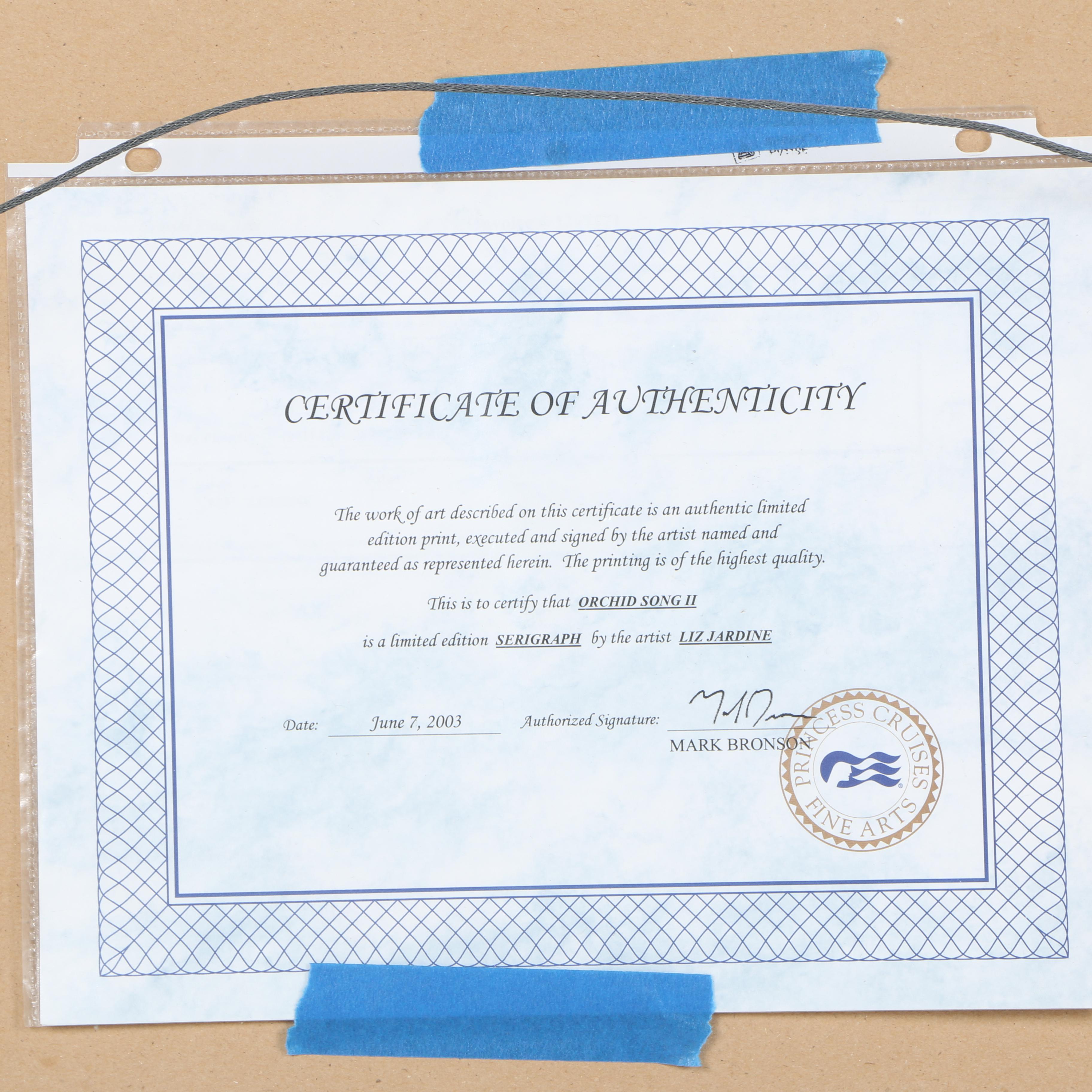 Elizabeth Jardine Limited Edition Serigraph "Orchid Song II"