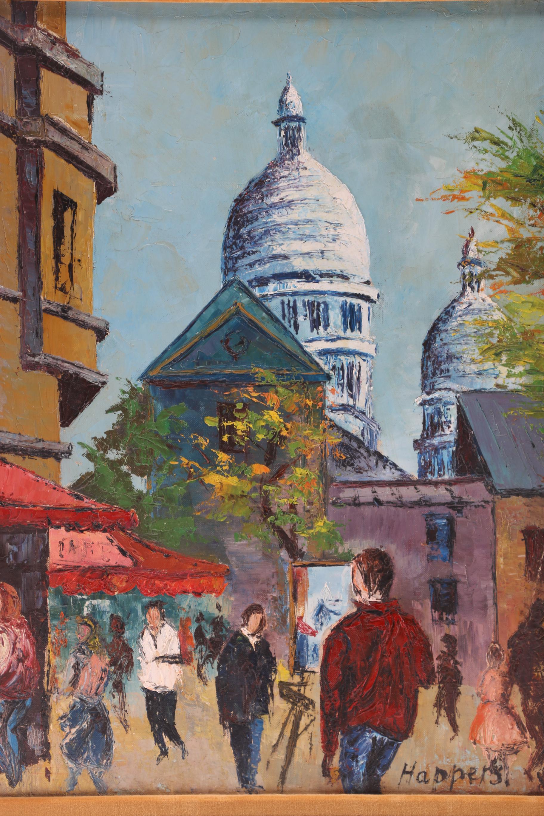 Happers Oil on Canvas Painting of Street Scene