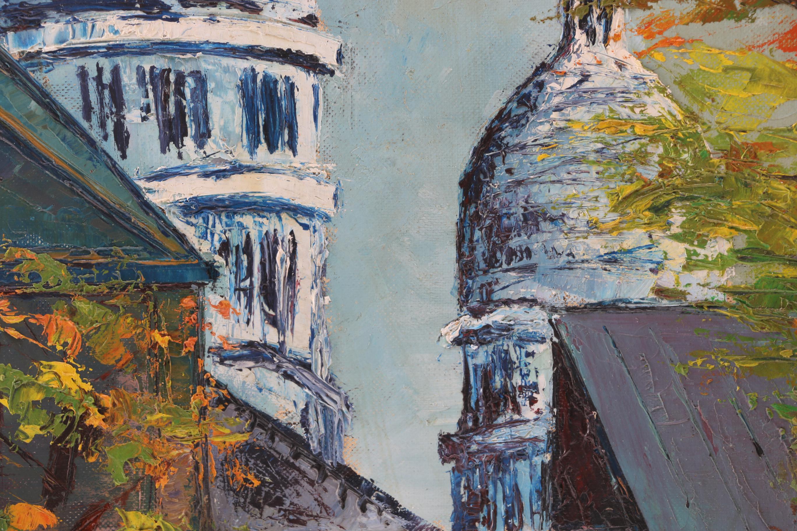 Happers Oil on Canvas Painting of Street Scene