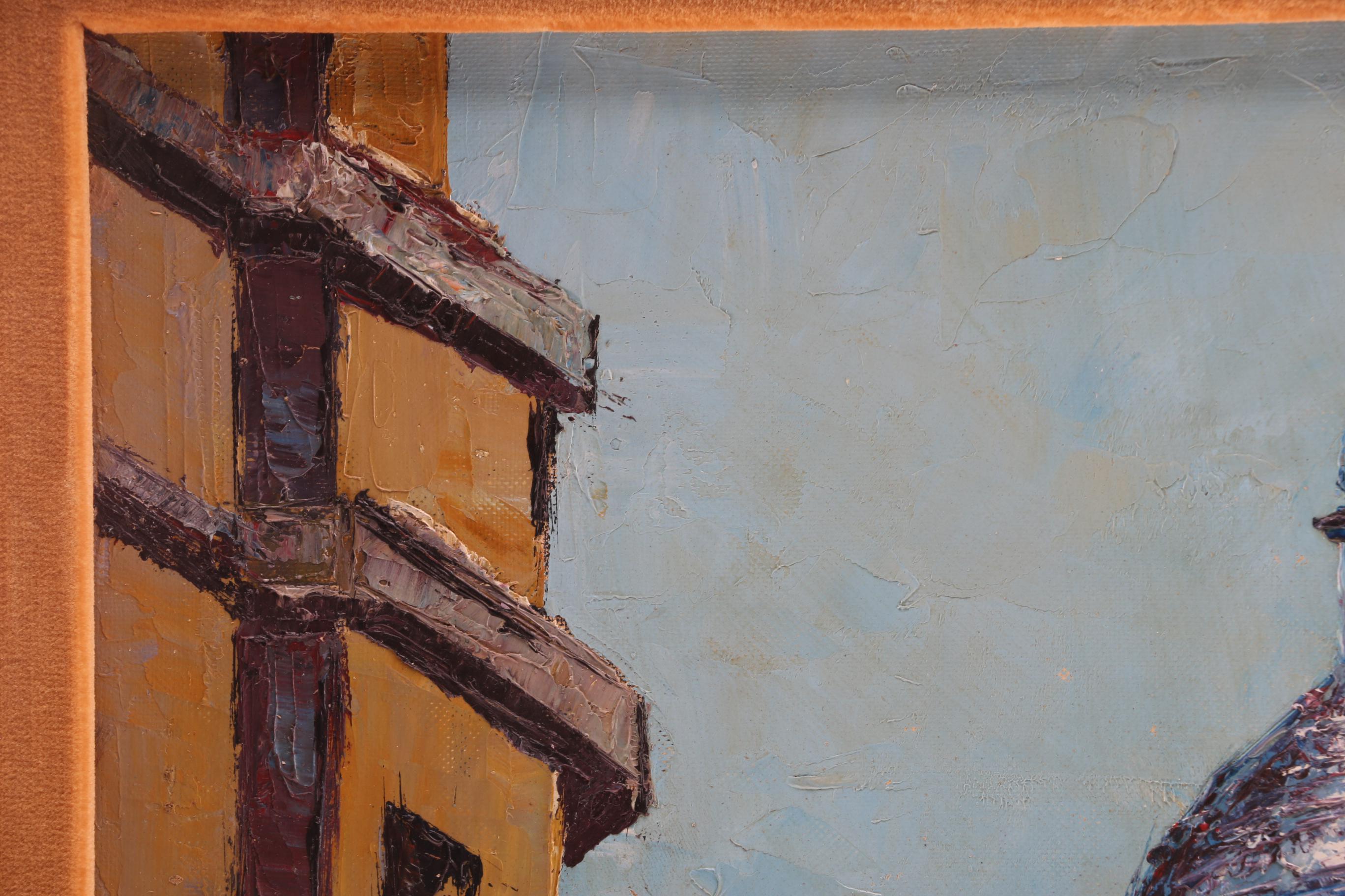 Happers Oil on Canvas Painting of Street Scene