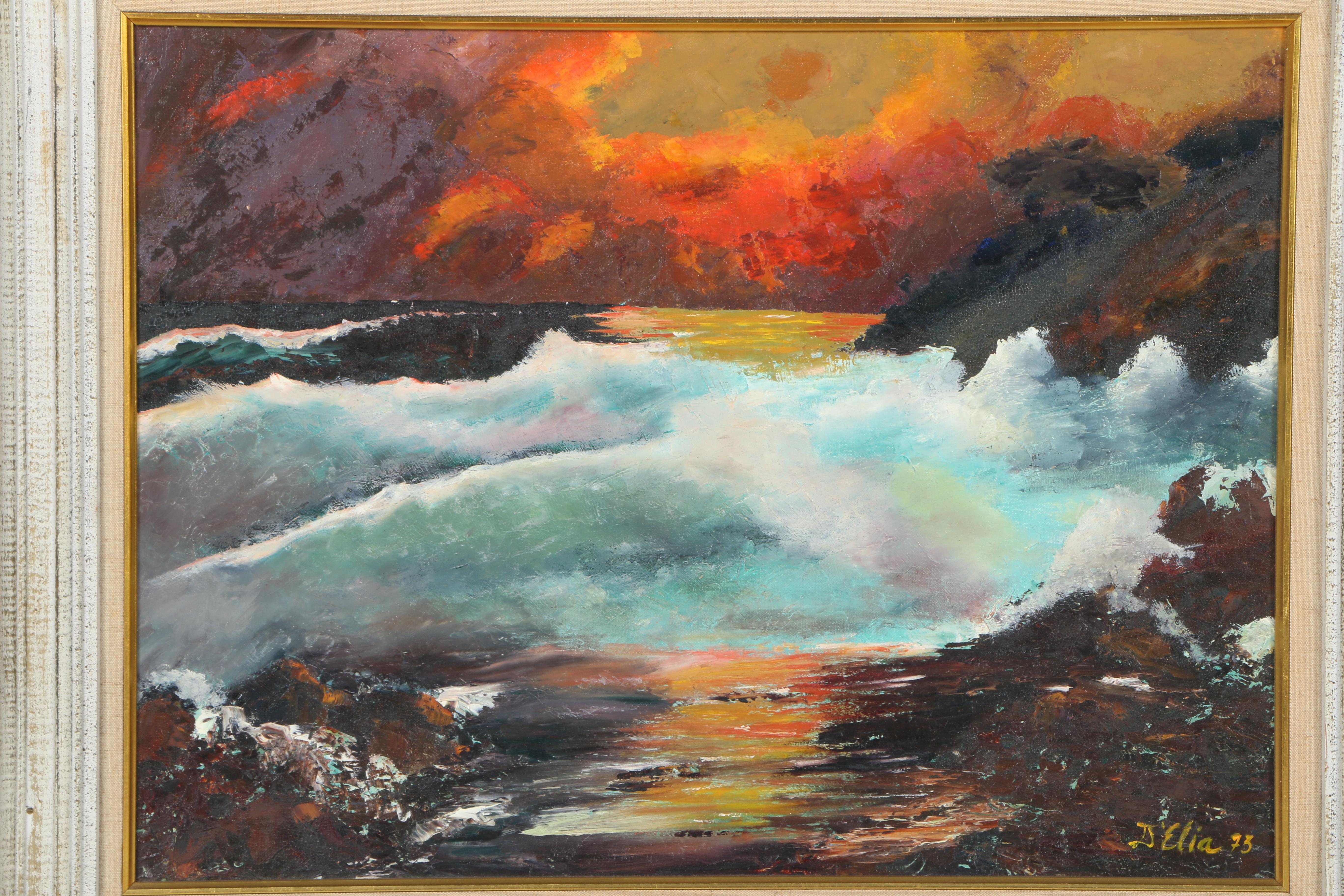 D'Elia Oil Painting of Scenic Ocean