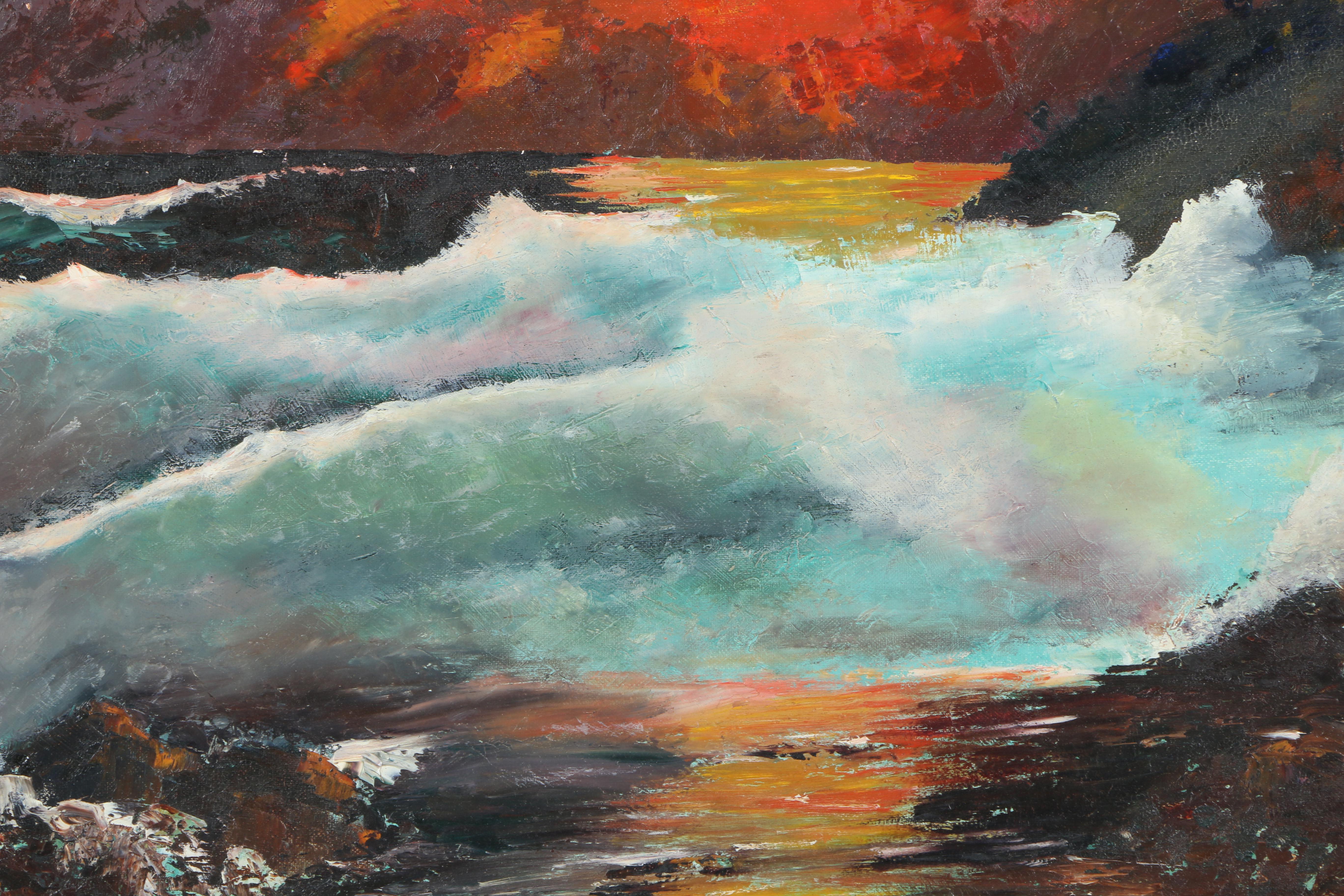 D'Elia Oil Painting of Scenic Ocean