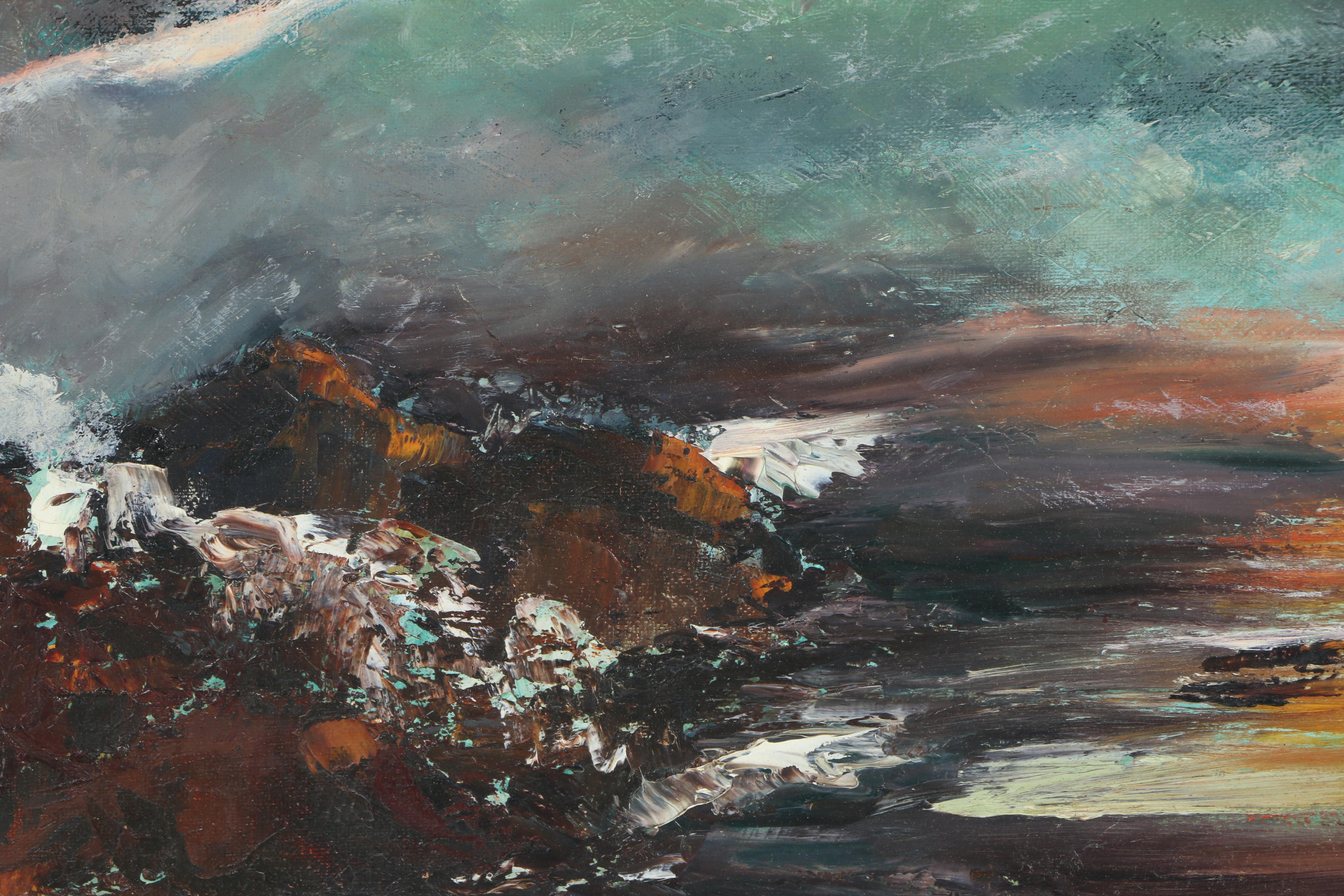 D'Elia Oil Painting of Scenic Ocean