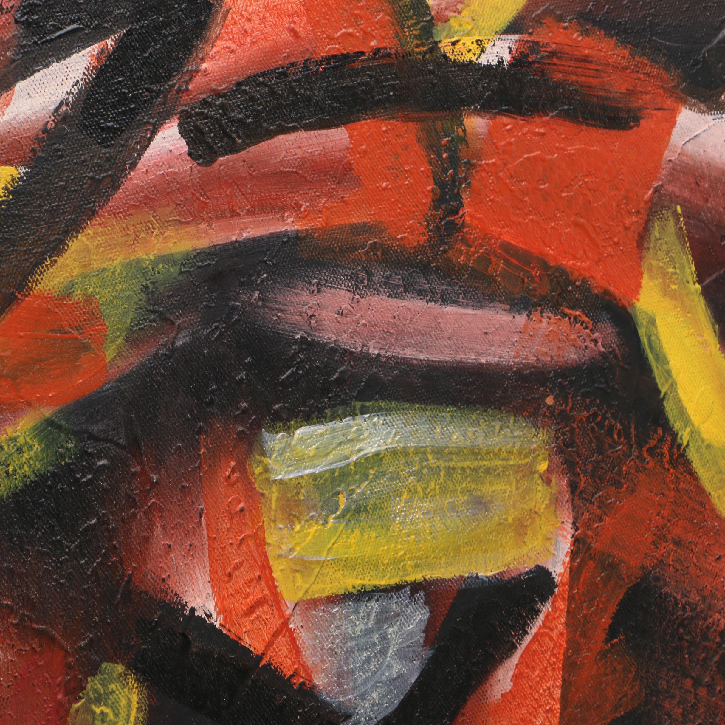 Johnson Acrylic Painting on Canvas of Abstract Composition