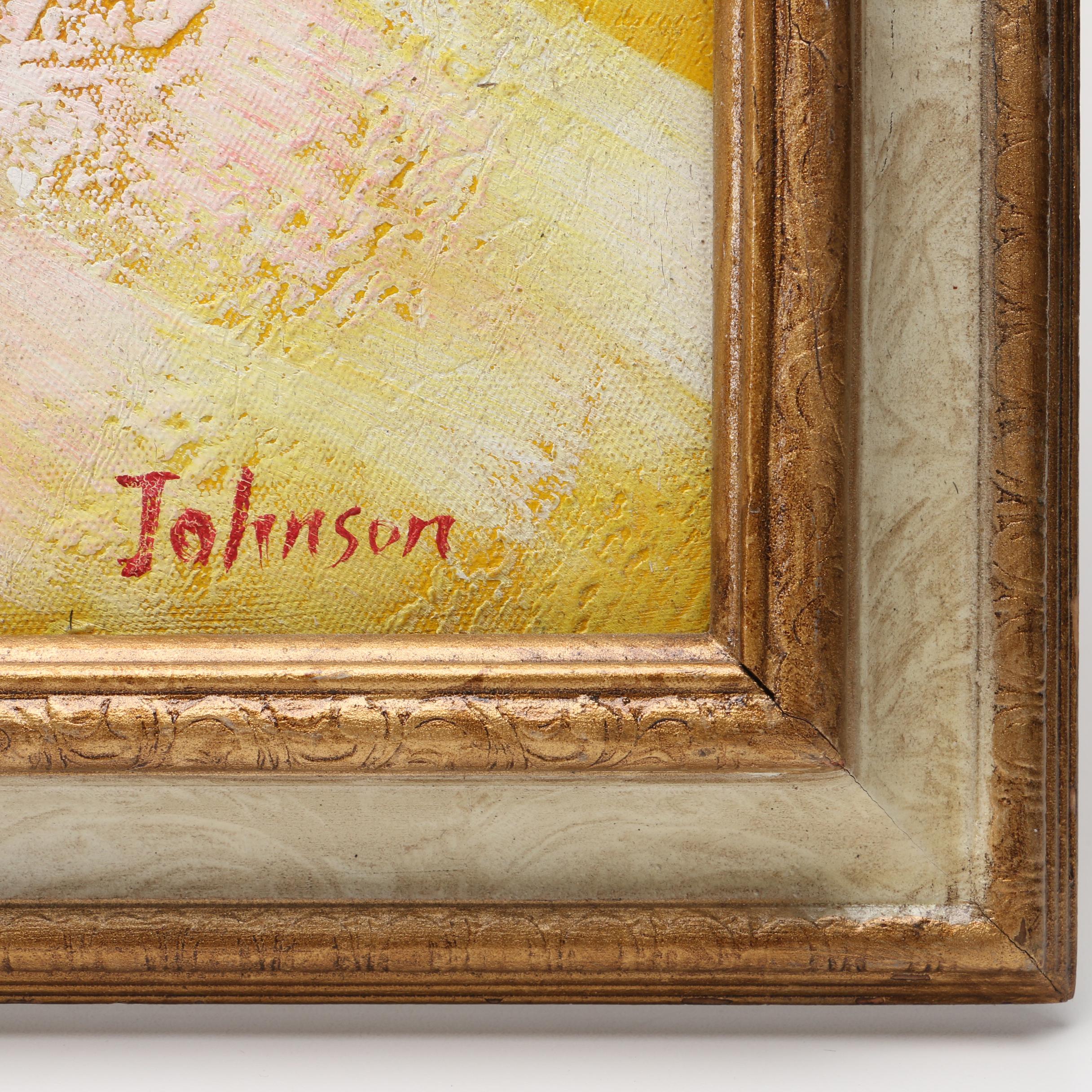 Johnson Acrylic Painting on Canvas of Abstract Composition