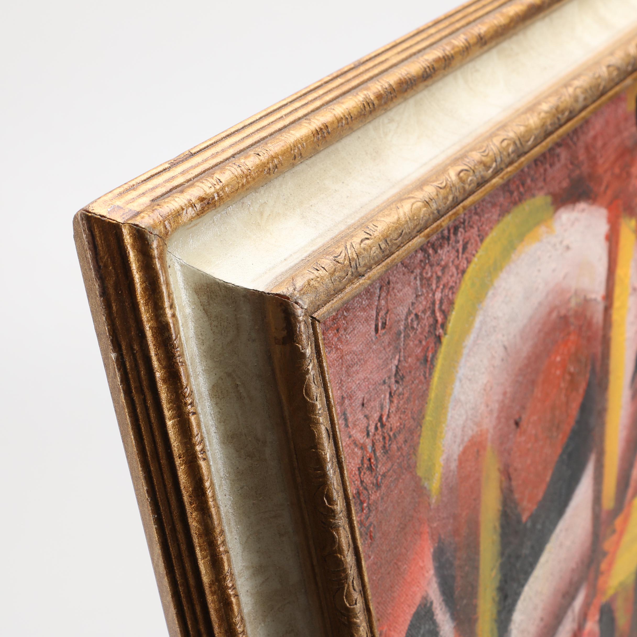 Johnson Acrylic Painting on Canvas of Abstract Composition