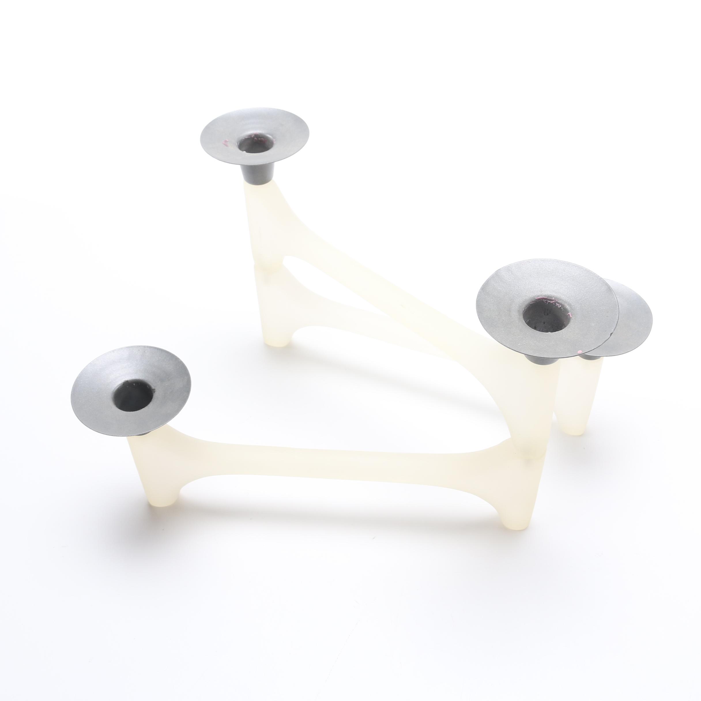 Frosted Glass and Metal Candelabra